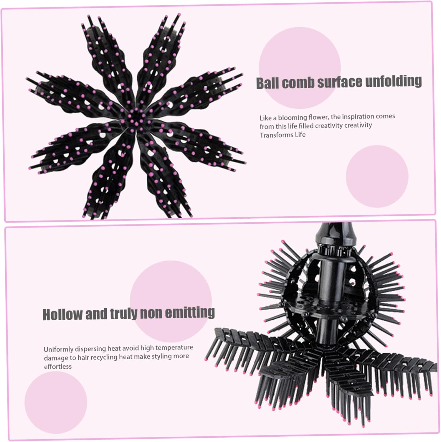 Curly Hair Brush 2PCS 8.5 Inch round Ball Curly Defining Brush with Small Massage Dot Hollow 360 Degree Portable Curly Hair Tools for Detangling Shaping, Curly Hair Tools image number 1