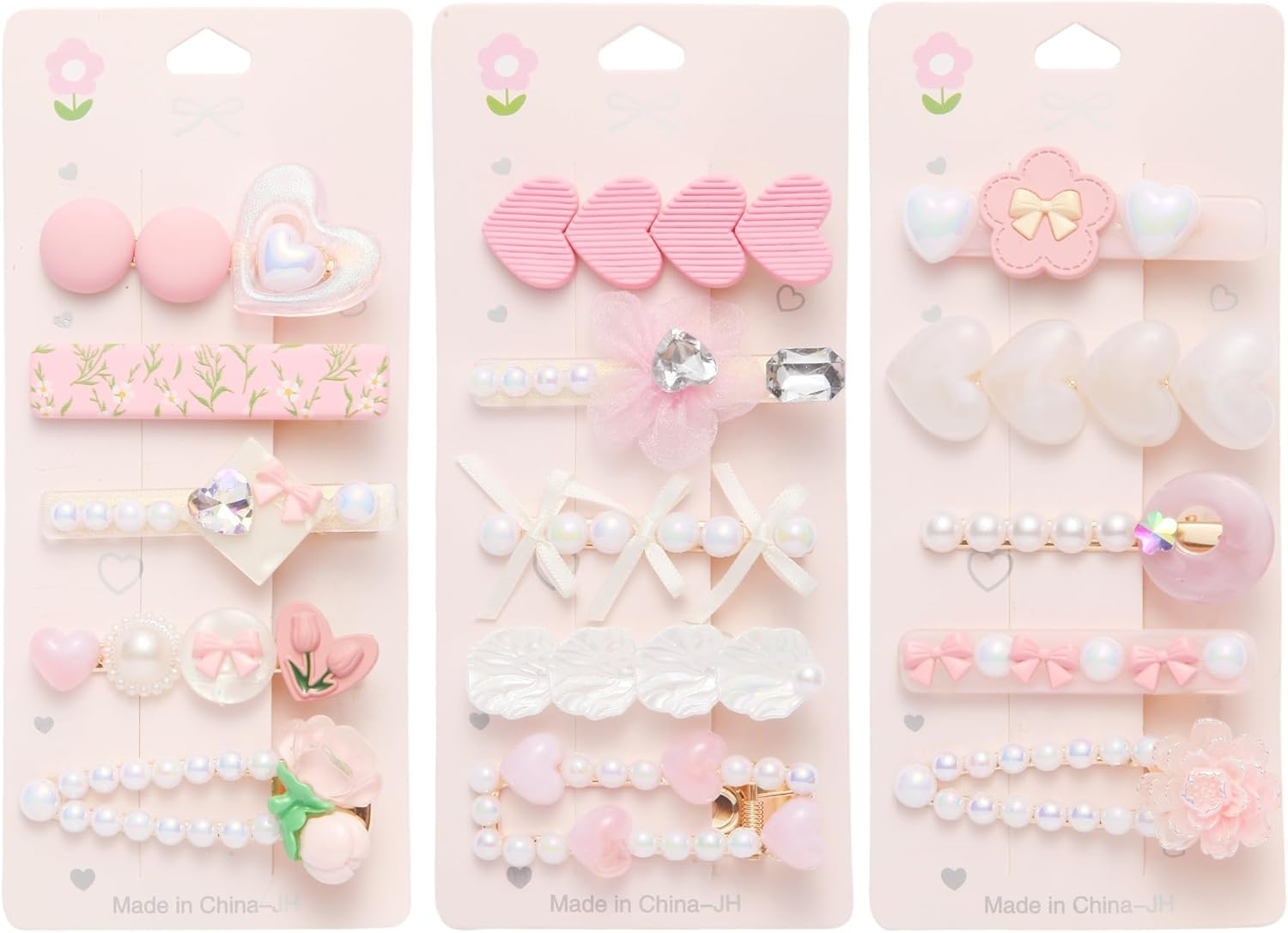 Hair Clips Girls Set, 15 Pieces Hair Clips Children, Cute Hair Clips, Hair Pins Pink, Fashionable Hair Accessories for Girls Women, Party, Birthday, Gifts image number 2