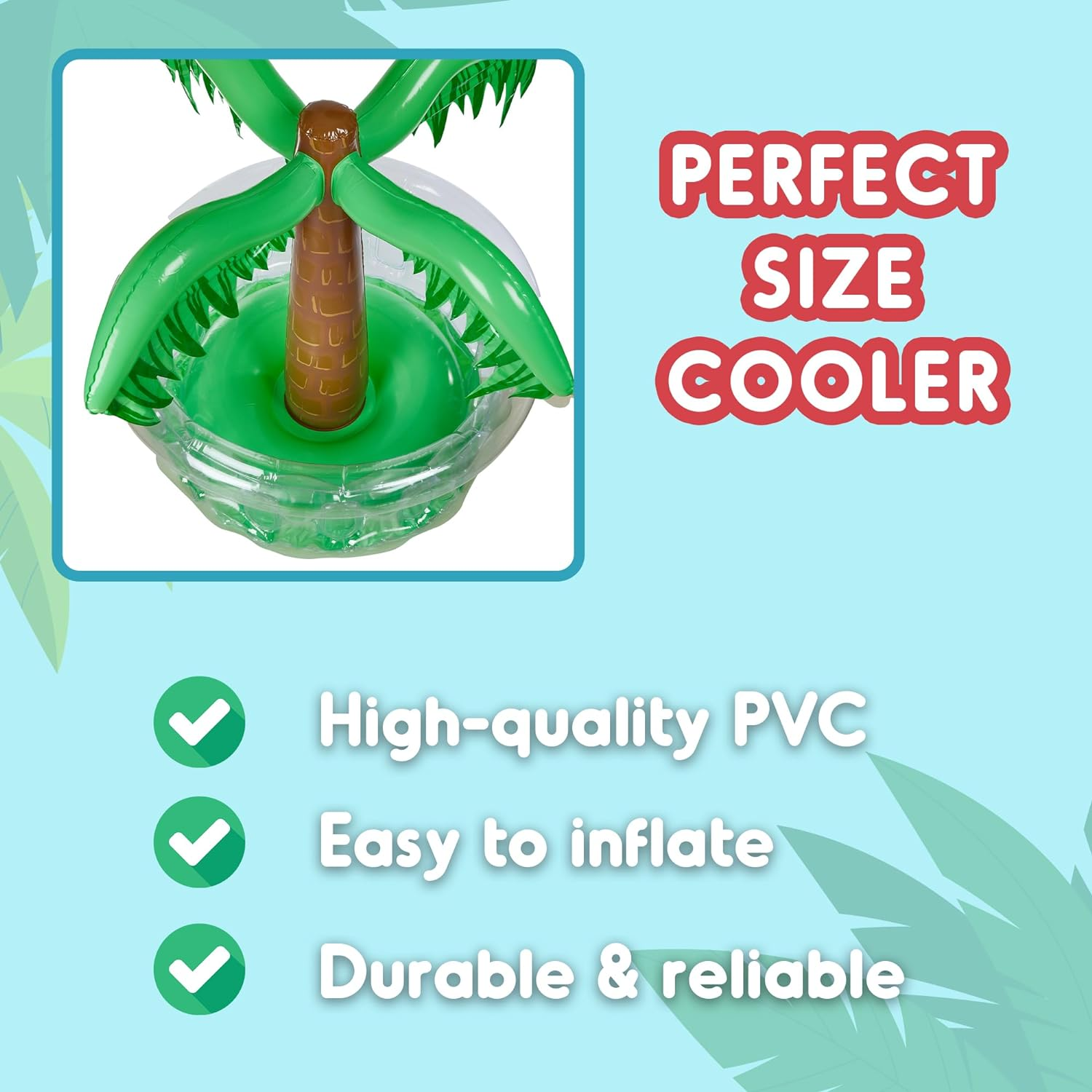 Playbees Inflatable Palm Tree Cooler 28" - Blow up Palm Tree Party Cooler, Luau Hawaiian Tropical Beach Theme, Summer Swimming Pool Party Decorations - Outdoor Party Supplies - Kids Adults Birthday image number 1