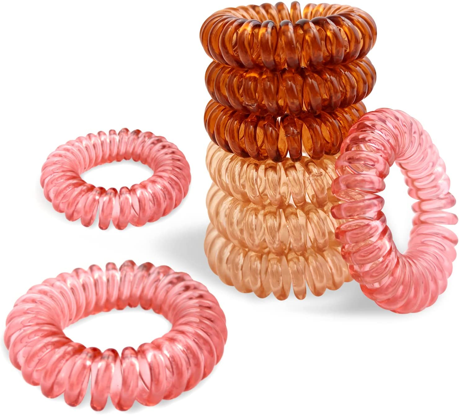 FLAFARY Spiral Hair Ties, 9Pcs Black Hair Elastics for Women, Coil Elastic Hair Ties for Thick Hair, Hair Coils Rubber Bands Phone Cord Hair Bobbles for Ponytail Holders