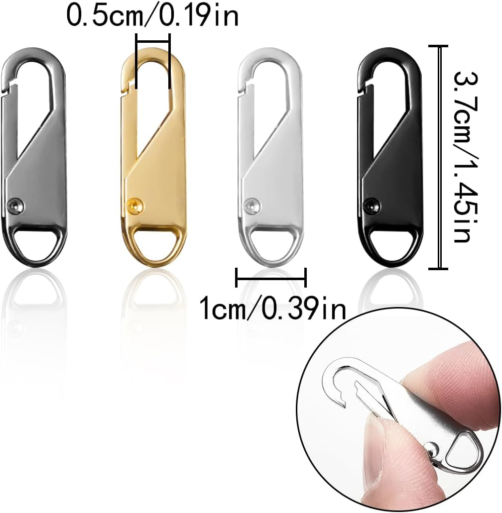 HAIKING Replacement Metal Zipper, 24 PCS Universal Detachable Zipper Pull Kit for Suitcases, Coat, Boots, Jacket, Backpacks (4 Colors) image number 5
