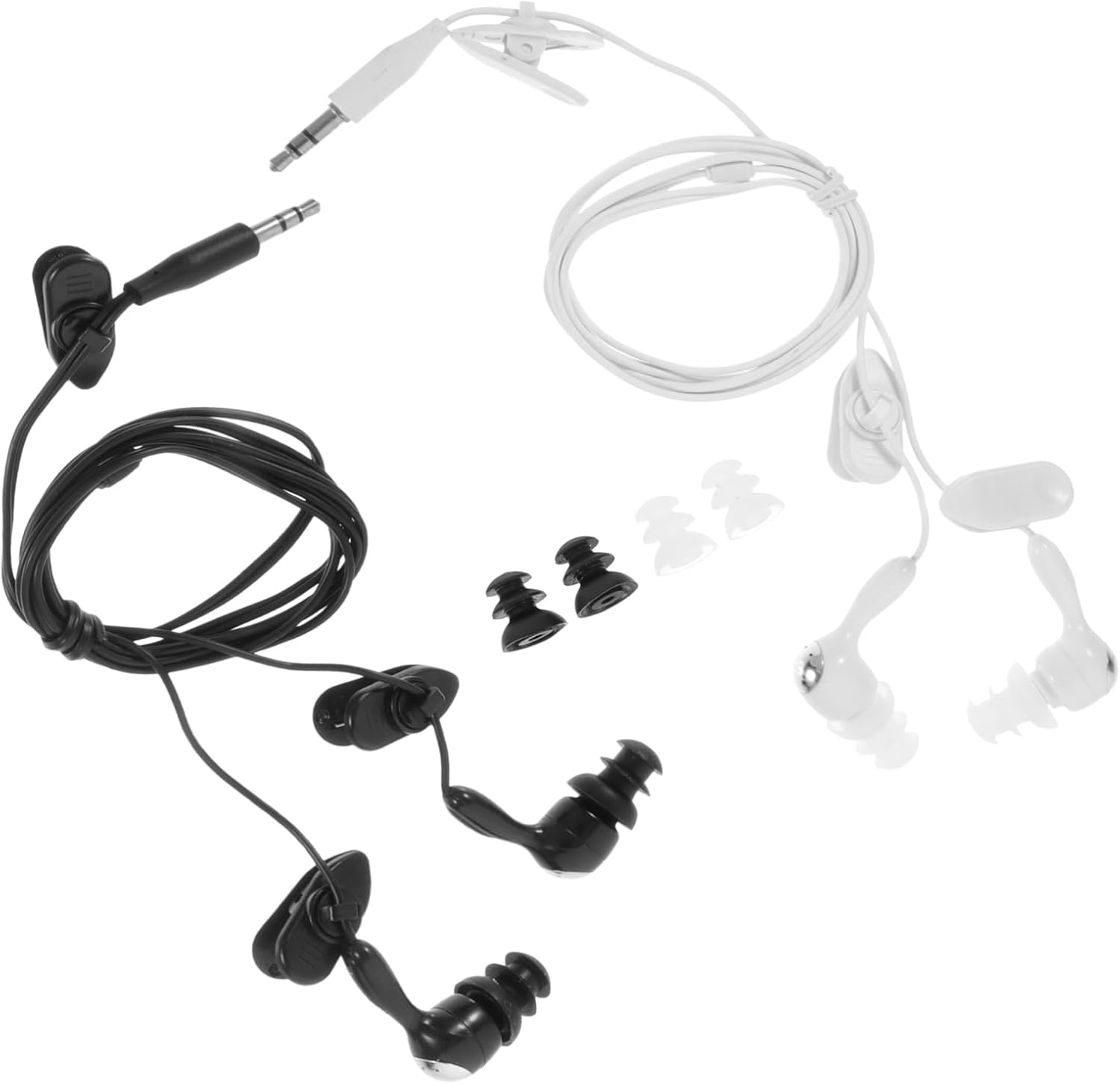 Tofficu Waterproof Swimming Earphones 2Pcs 3.5Mm Ear Hooks Adult Ear Protector for Water Sports and Diving White and Black image number 6