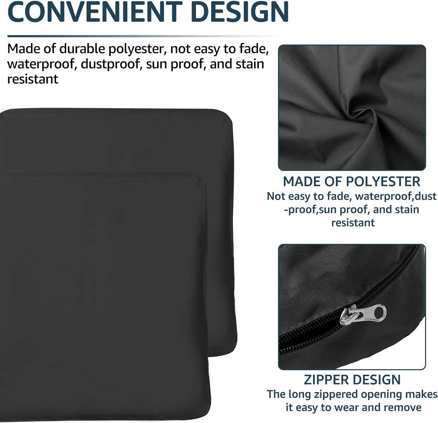 4Pcs Patio Seat Cushion Covers,60 X 60 X10Cm Thicken Patio Chair Cushion Cover, Dust-Proof Patio Seat Cushion Slicovers with Zipper,Slip Covers for Patio Garden Backyard (Gray) - Grey image number 4