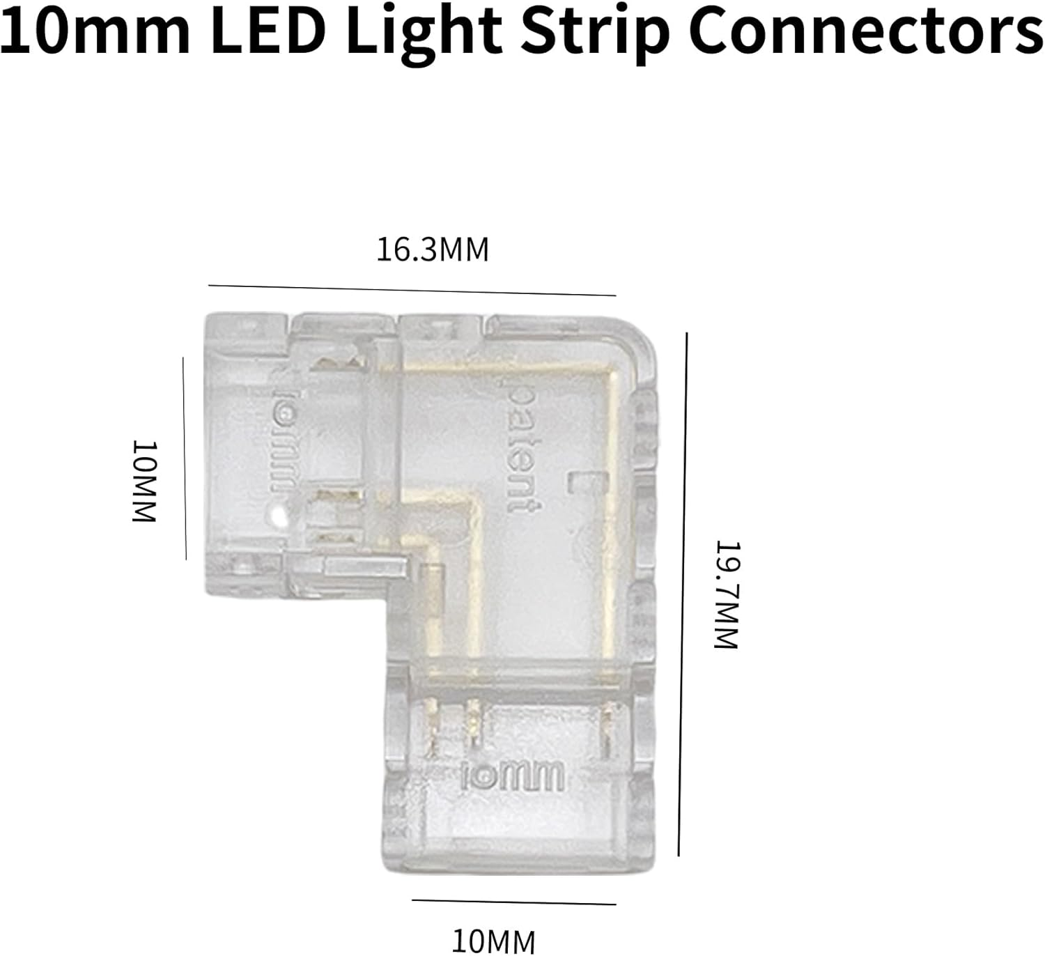 Clearhill 10Mm 3Pin 10Pcs Transparent Solderless L-Shape COB LED Strip Connectors,90&deg;Right Angle Corner Joints for Double Color 5V/12V/24V LED Strips,No Soldering Required,Secure Connection. image number 3