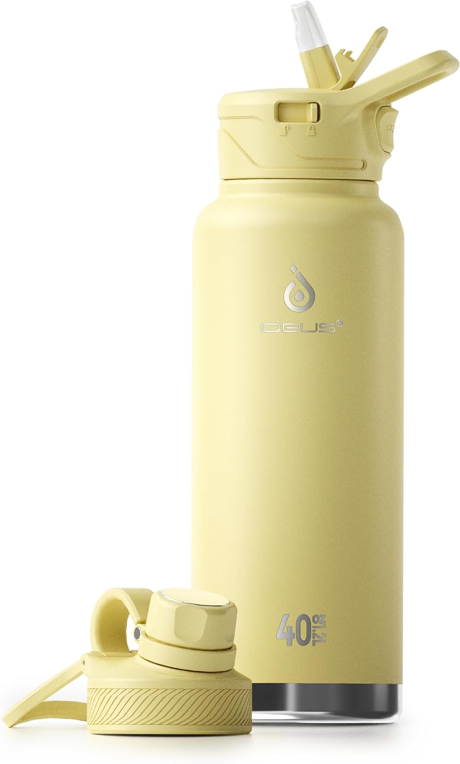 IDEUS Vacuum Insulated Water Bottle, Stainless Steel Double Wall Flask Metal Sports Canteen with Leak-Proof Straw Screw Cap (Light Pink, 12Oz (360Ml))