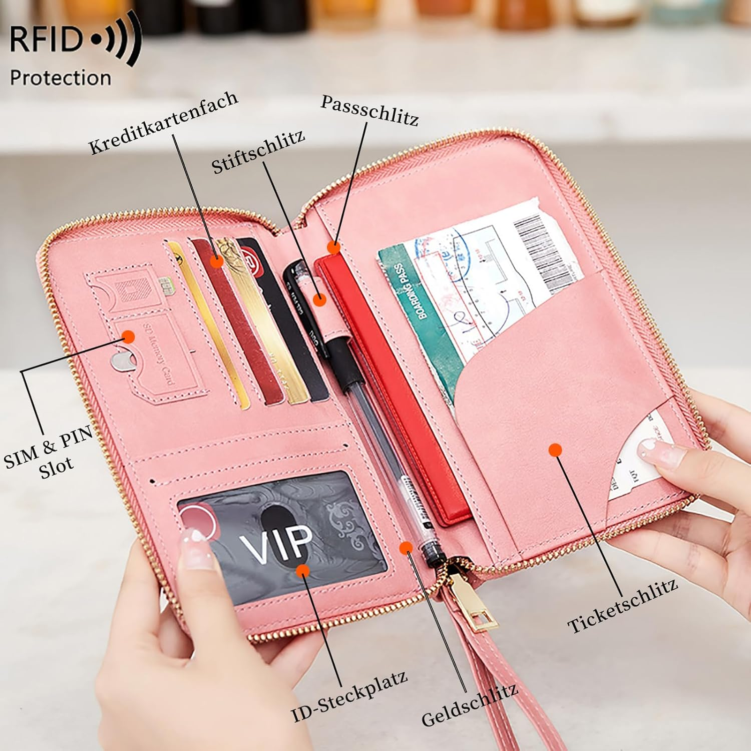 Toctax Passport Case, Passport Case, Travel Documents Folder, Passport Bag Leather, Passport Holder for Men and Women, ID Case, Credit Card Cases - Black (Black B) image number 5