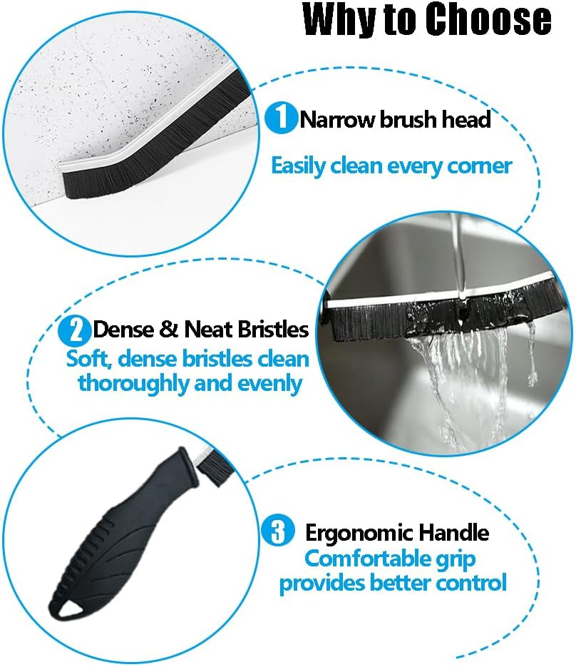 Crevice Cleaning Brushes, Cleaner Scrub Brush Tool for Hard to Reach Tight Space, Home Essentials, Cleaning Supplies for Shower, Bathroom, Kitchen, Toilet, Window
