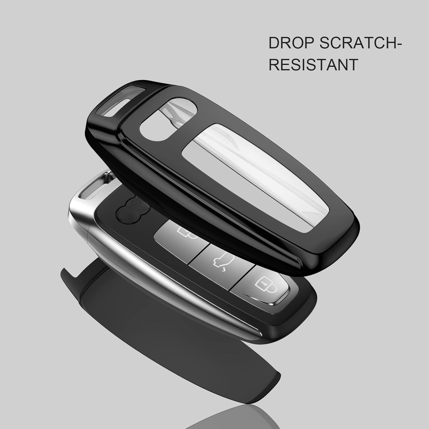 ELOHEI for Audi Key Fob Cover, Special Soft TPU Key Case Cover - Colourful Fibre Black image number 6