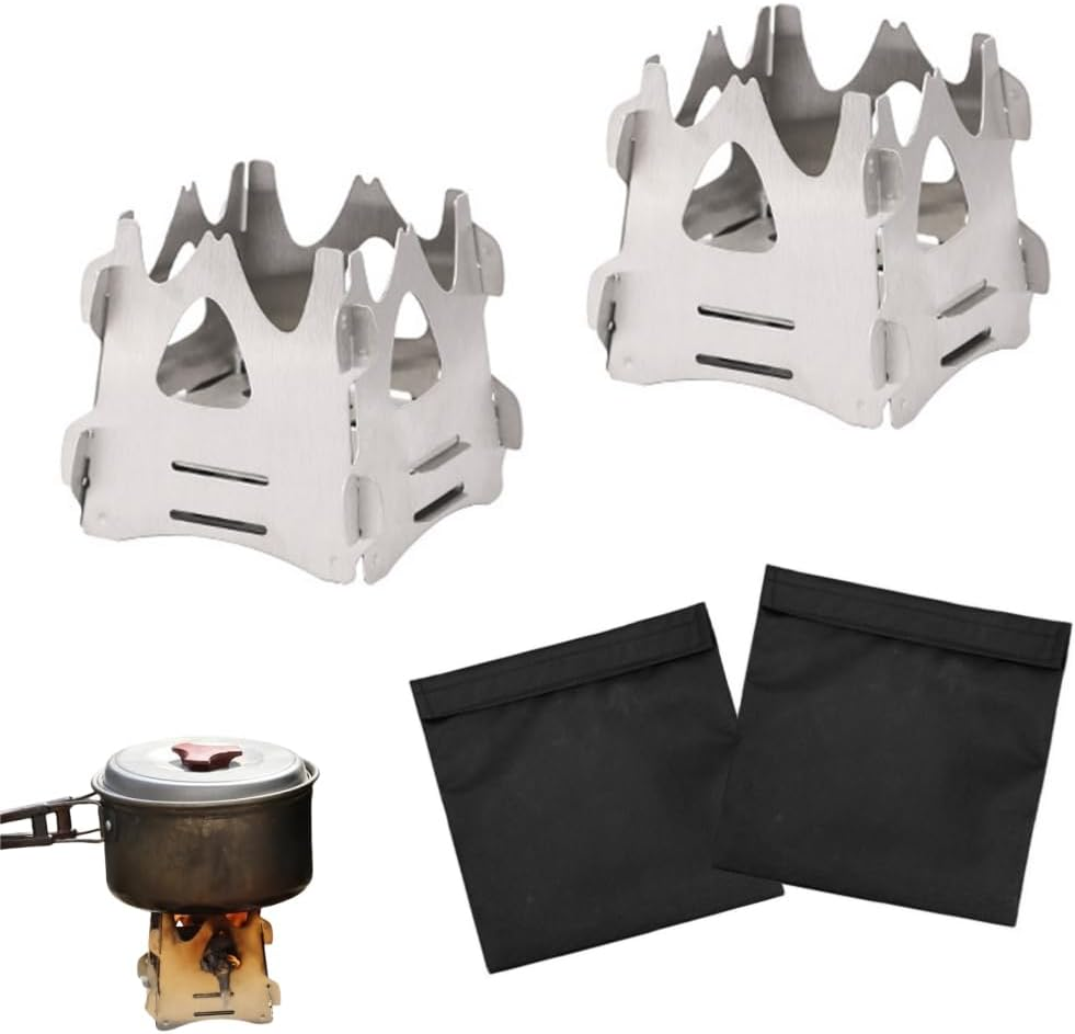 2 Pcs Foldable Stove,Portable Camping Stove for Outdoor Cooking, Lightweight Easy to Assemble Stove for Camping Backpacking Hunting Hiking Picnic BBQ Emergency Use image number 1