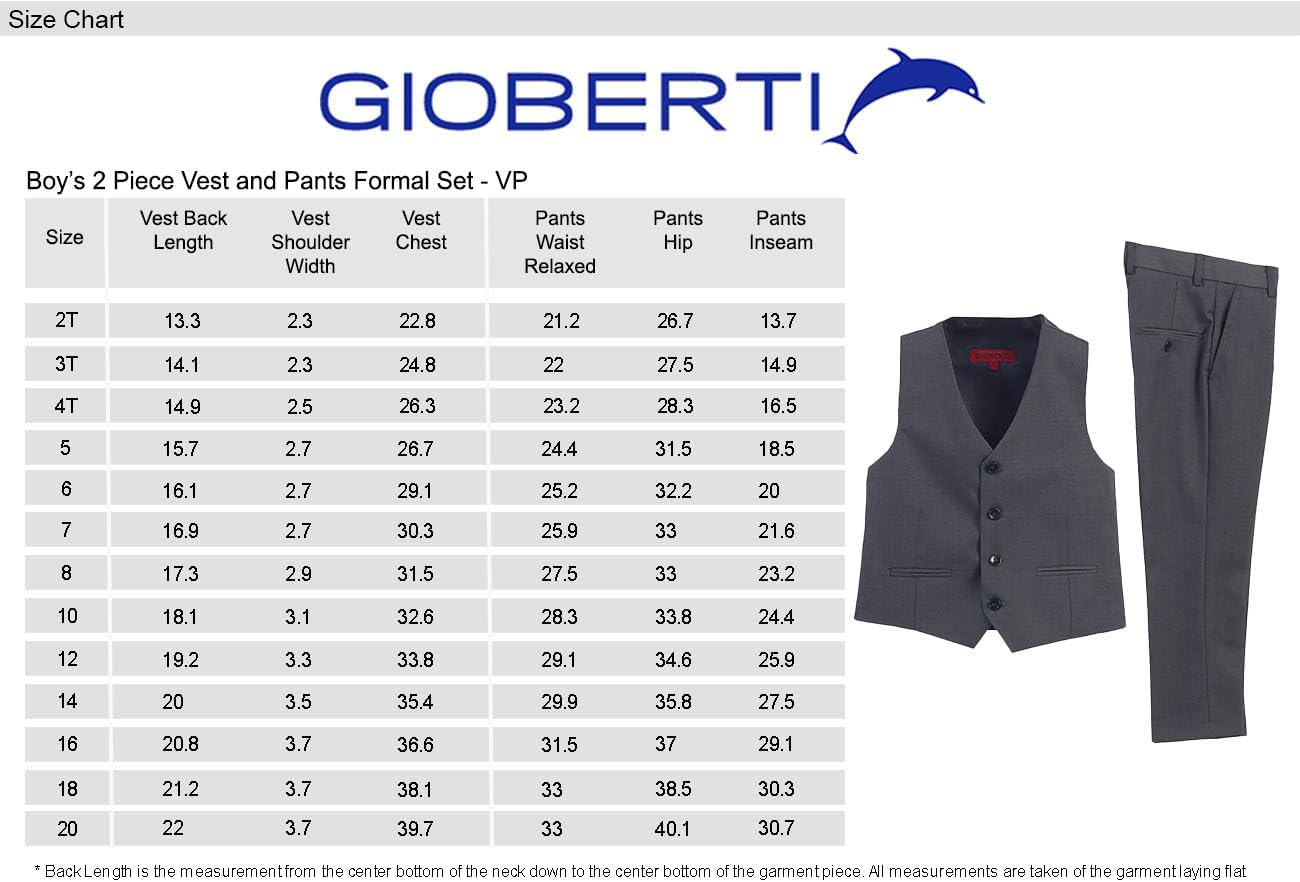 Gioberti 2 Piece Kids Boys Dark Royal Blue Vest and Pants Formal Set 6