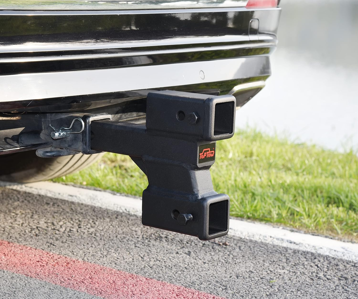 TOPTOW Trailer Dual Hitch Extender Adapter with 2 & 4-Inch Riser/Drop, 2" Receiver, 2-Inch Solid Shank, 10000Lbs Capacity&hellip; image number 5