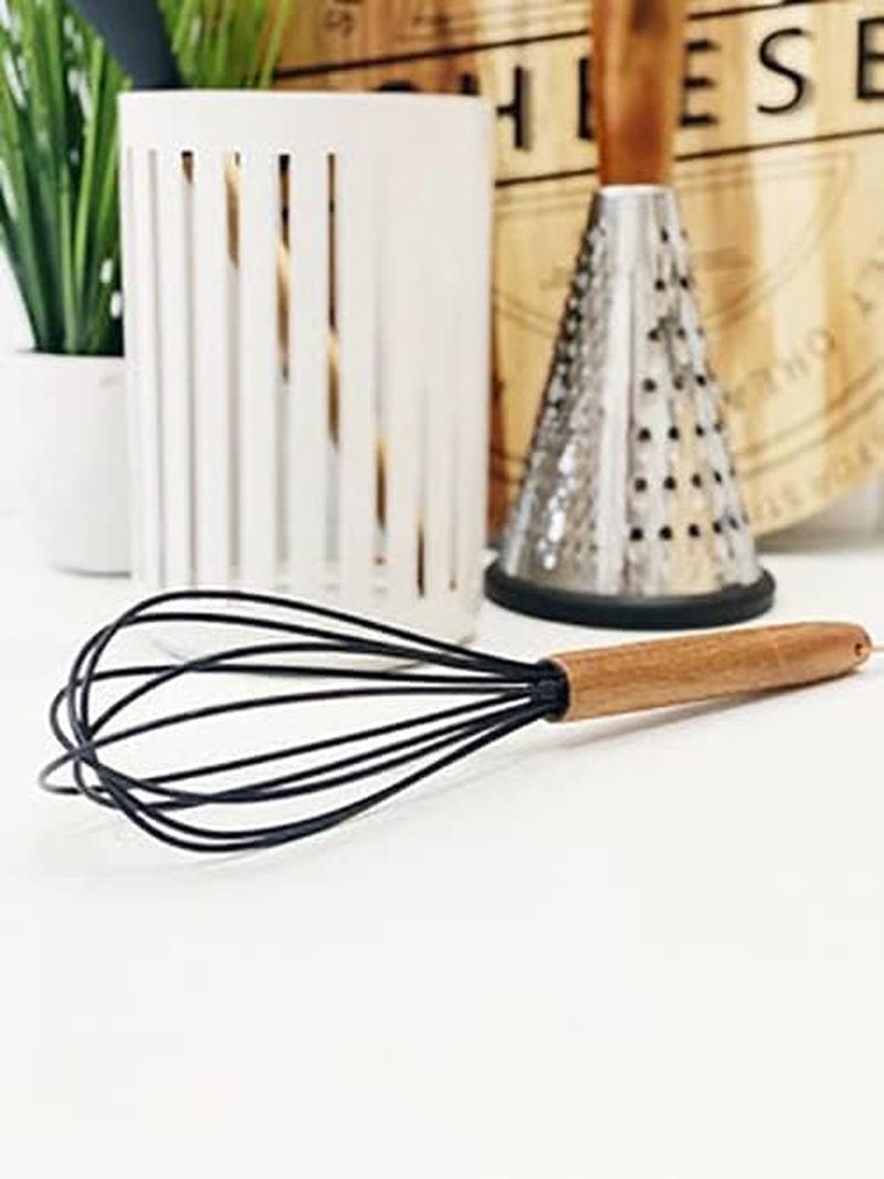 St Clare Silicone Wire Whisk with Acacia Handle, Black