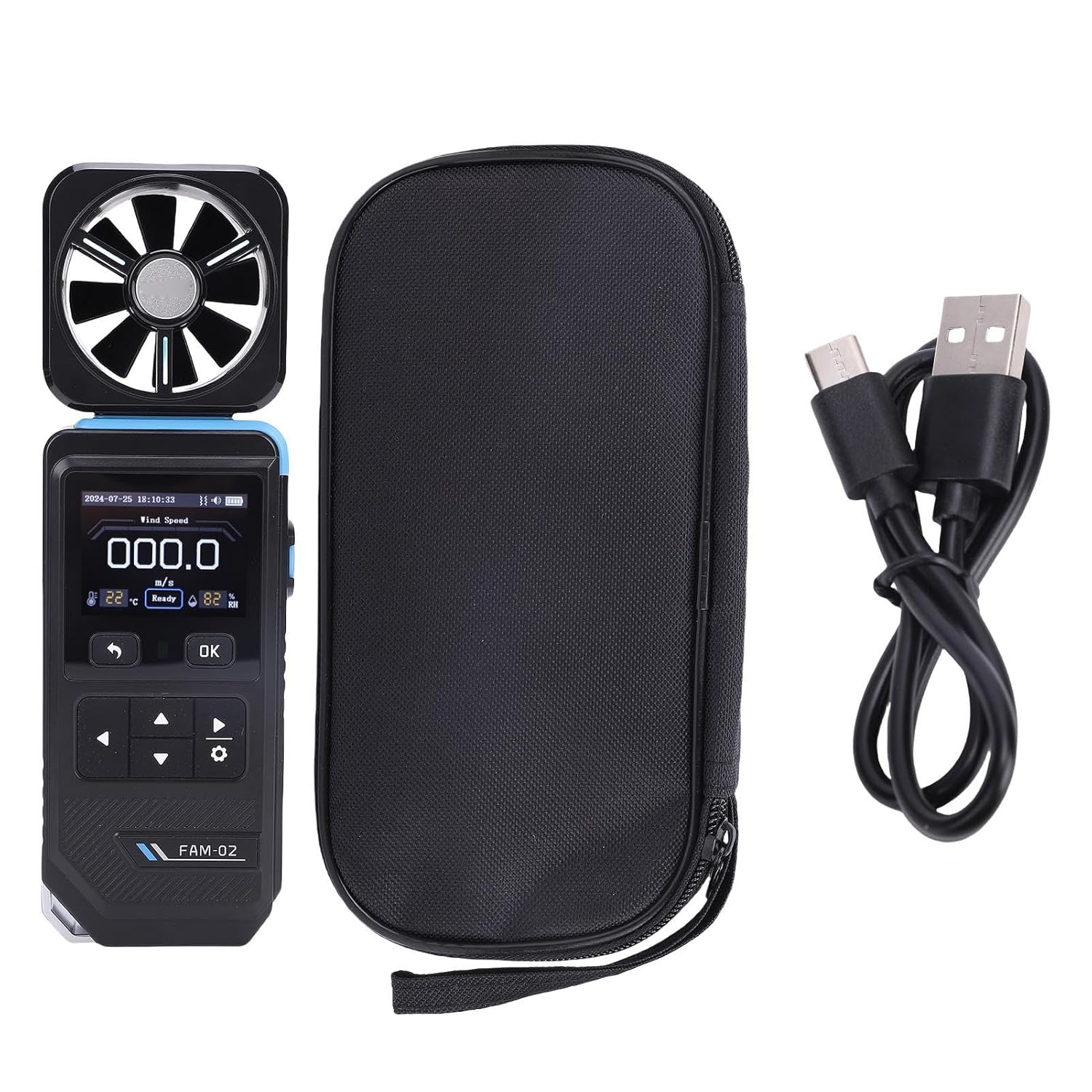 Jectse Compact Handheld Digital Anemometer with Fan for Efficient Wind Speed Measurement - Rechargeable Wind Speed Meter for On-The-Go Use [1 Item] image number 2