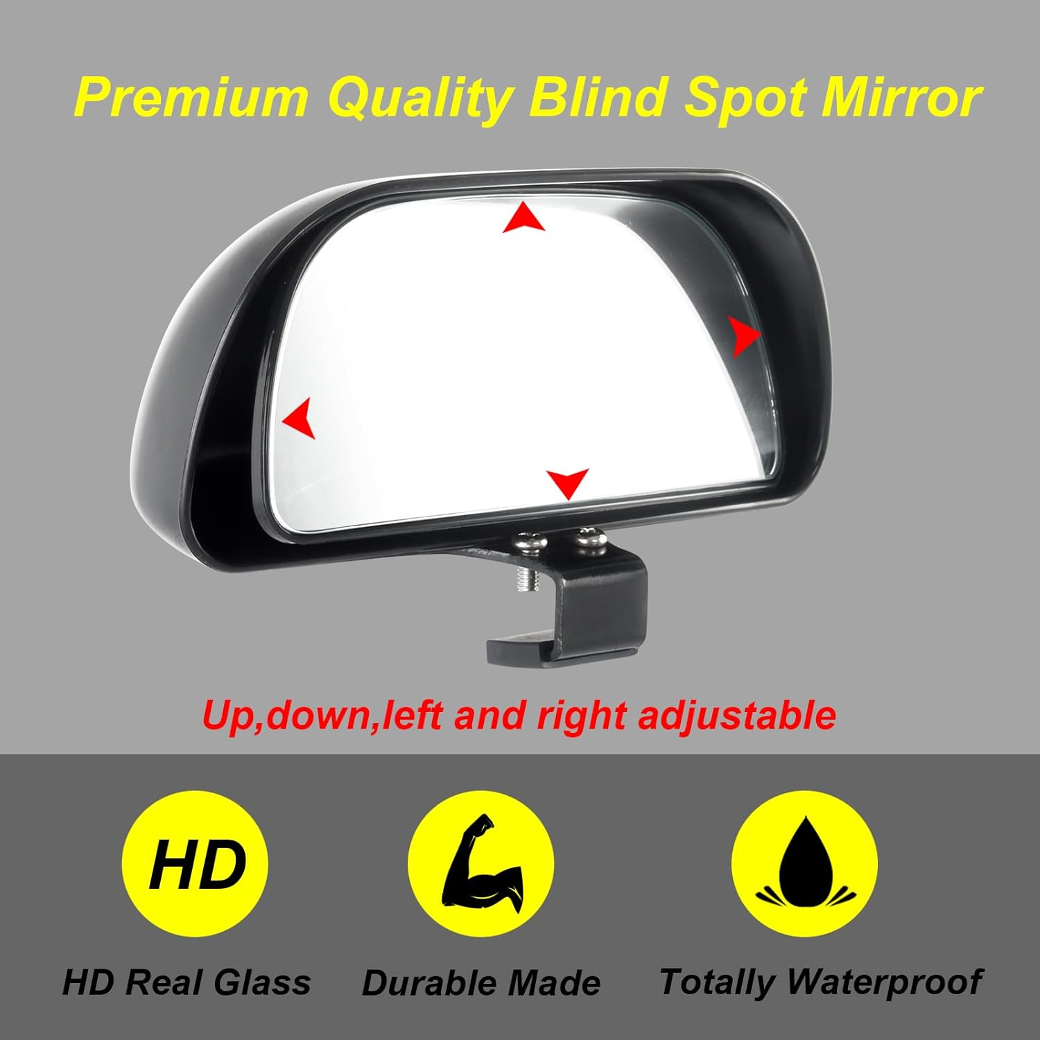 Blind Spot Mirrors for Trucks and Cars,Automotive Side View Concave Mirror Blindspot,360&deg; Large Convex Rearview Exterior Mirror Accessories for Truck and Car(1Pack Black) - 1Pack Black image number 6