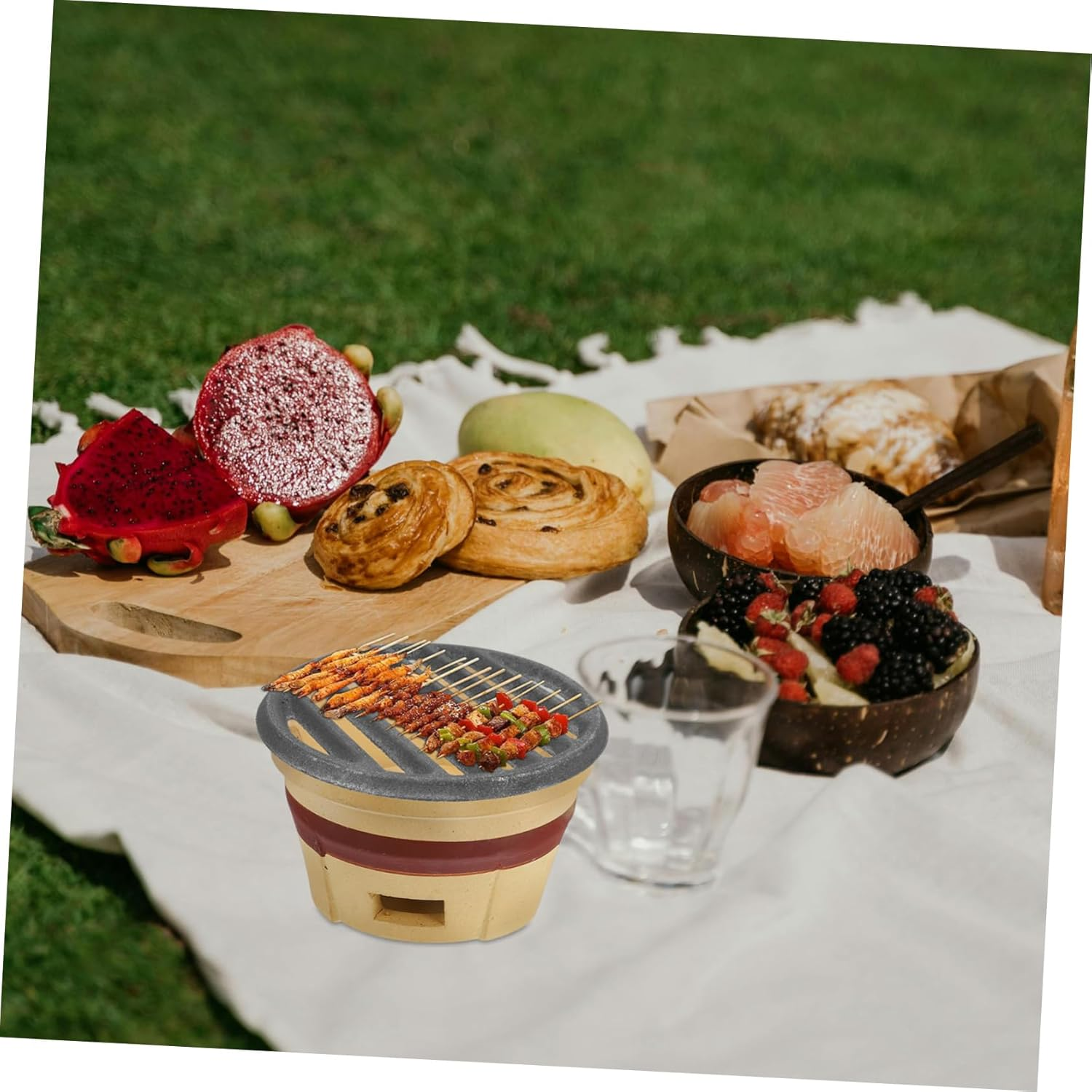 Cast Iron round Grill Grate 12Cm Outdoor BBQ Fire Pit Mesh Heavy Duty Charcoal Cooking Accessory for Camping and Fireplace image number 2