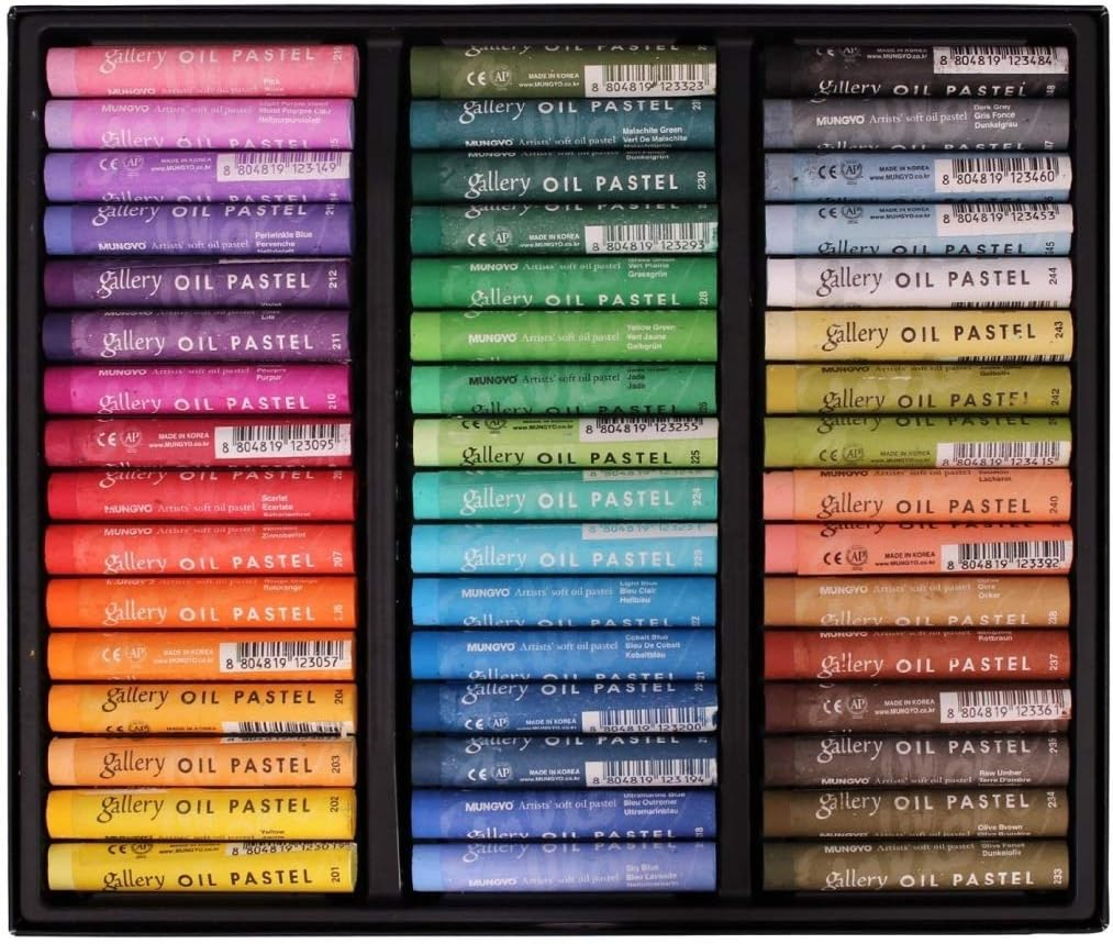 Mungyo [ Gallery] Non Toxic Soft Oil Pastels Set of 48 Assorted Colors, Bundle with 2 Pastel Holders for Artist and Professionals image number 1
