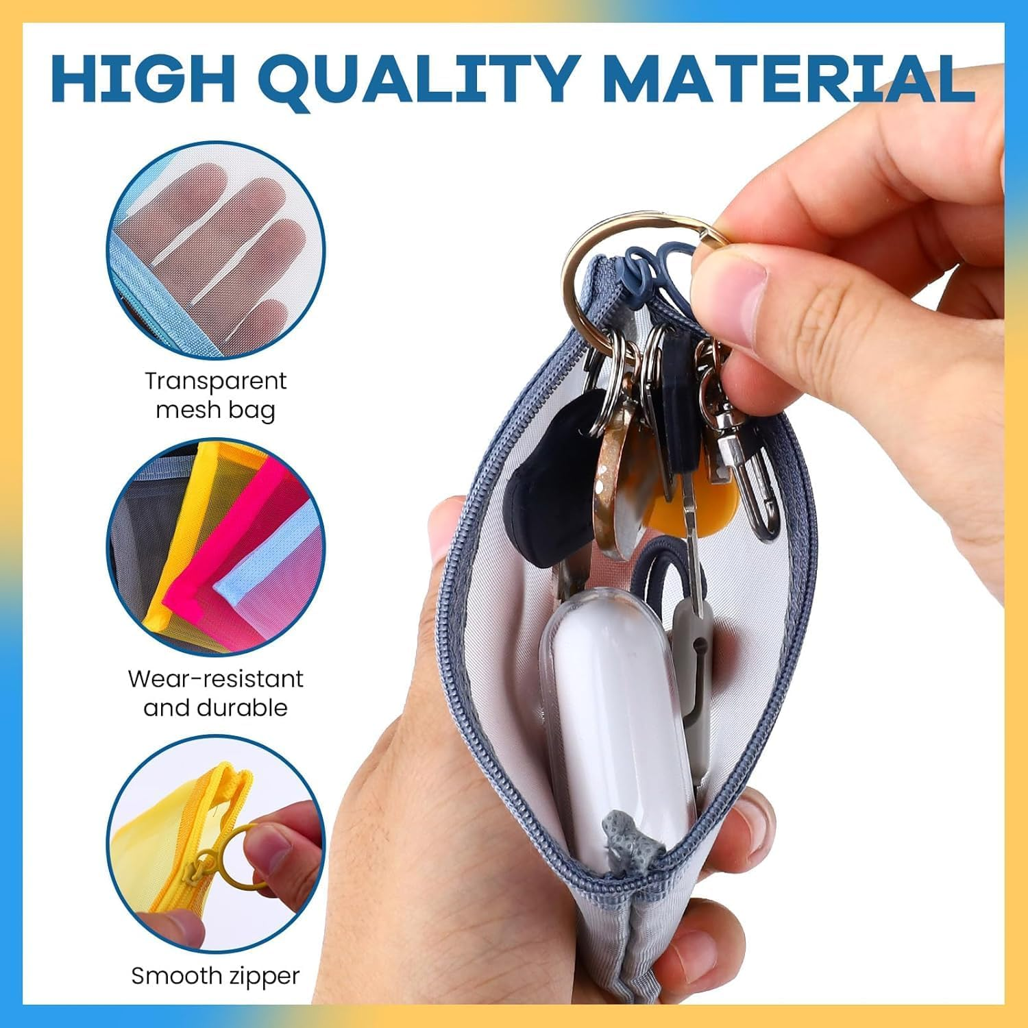 10Pcs 5-Color Mesh Zipper Pouch Bag Mini Zipper Mesh Bag,Mesh Zipper Pouch Bags Mini Zipper Mesh Bags Small Beauty Makeup Lipstick Bag,5-Color Mini Zipper Mesh Pouch Mesh Makeup Bag Mesh Zipper Pouch image number 3