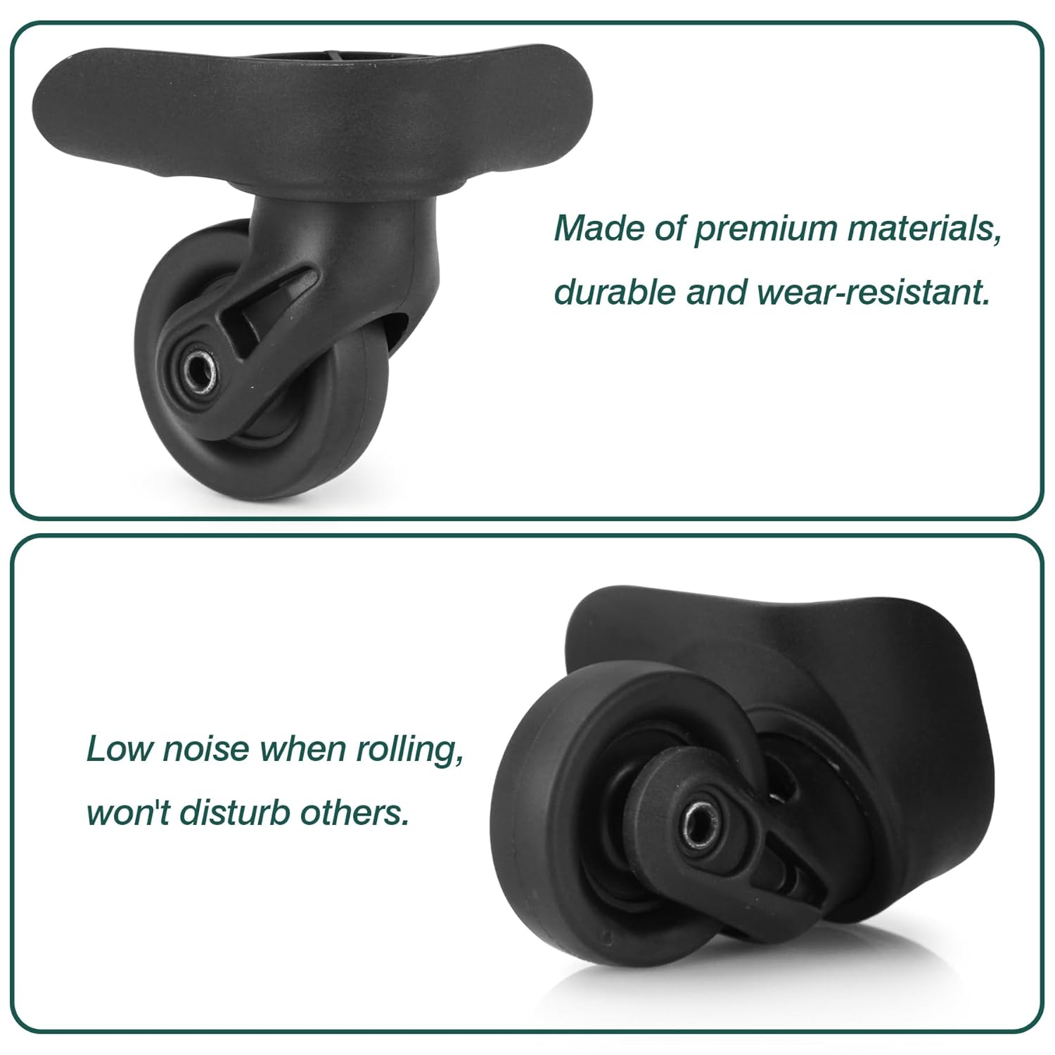 Ech.Apr 2Pcs Luggage Wheels Replacement, Plastic Luggage Suitcase Wheels, 360 Degree Rotation Wheel, Black, Black, 2Pcs, Ea237 image number 1
