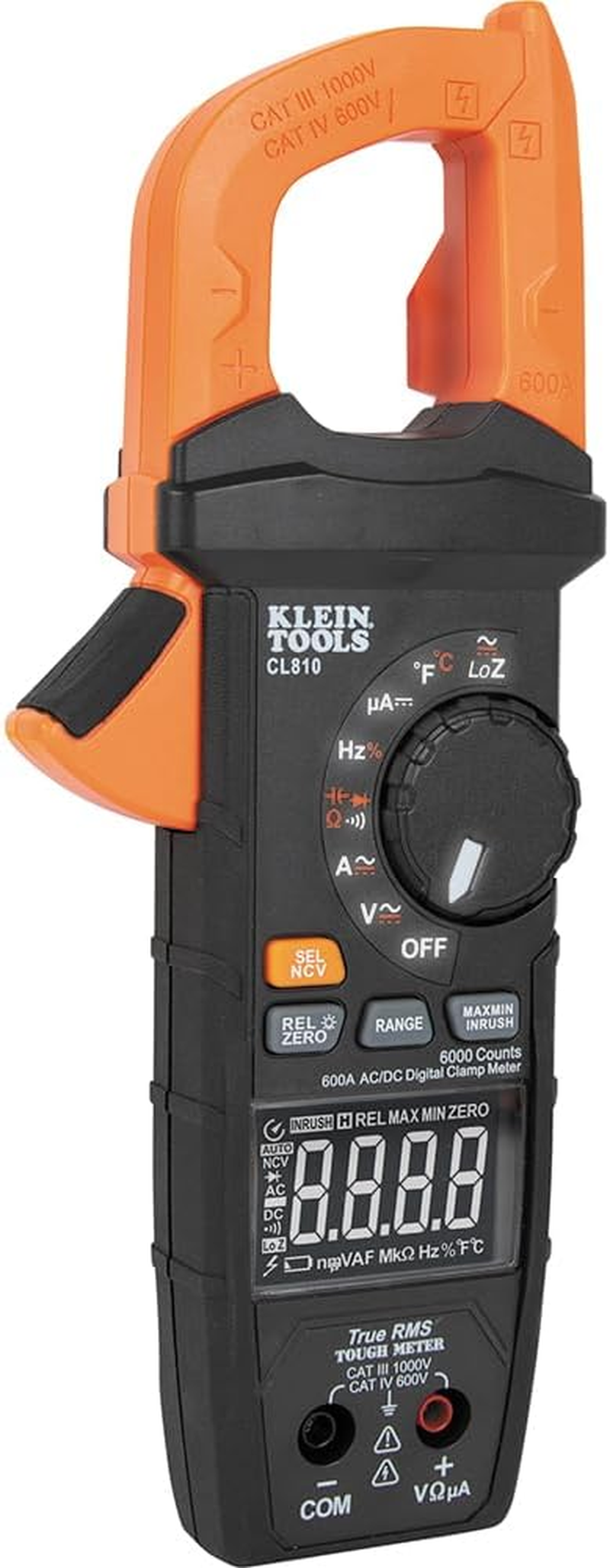 Klein Tools CL810 Pro Digital Clamp Meter, 600A AC/DC Auto-Ranging, True RMS, NCVT, Measures Current, Loz,Temperature, with Flashlight and Illuminated Dial image number 2