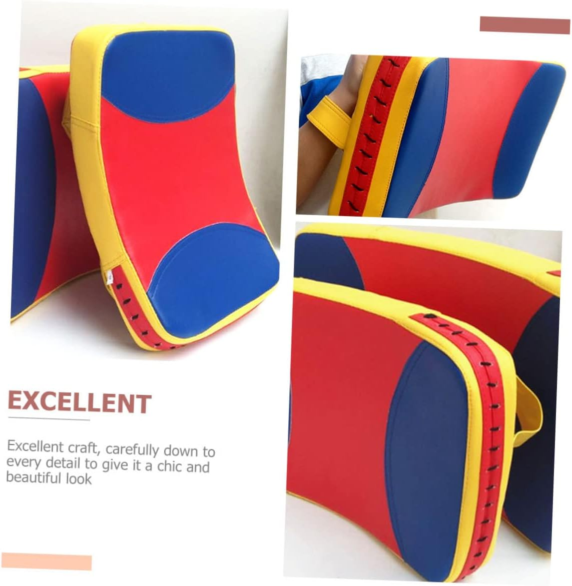 Taekwondo Kick Pad and Boxing Kick Protector Arc-Shaped Thickened Training Paddle Hand Grip Large Size Triple Color for Martial Arts Kickboxing Practice image number 6