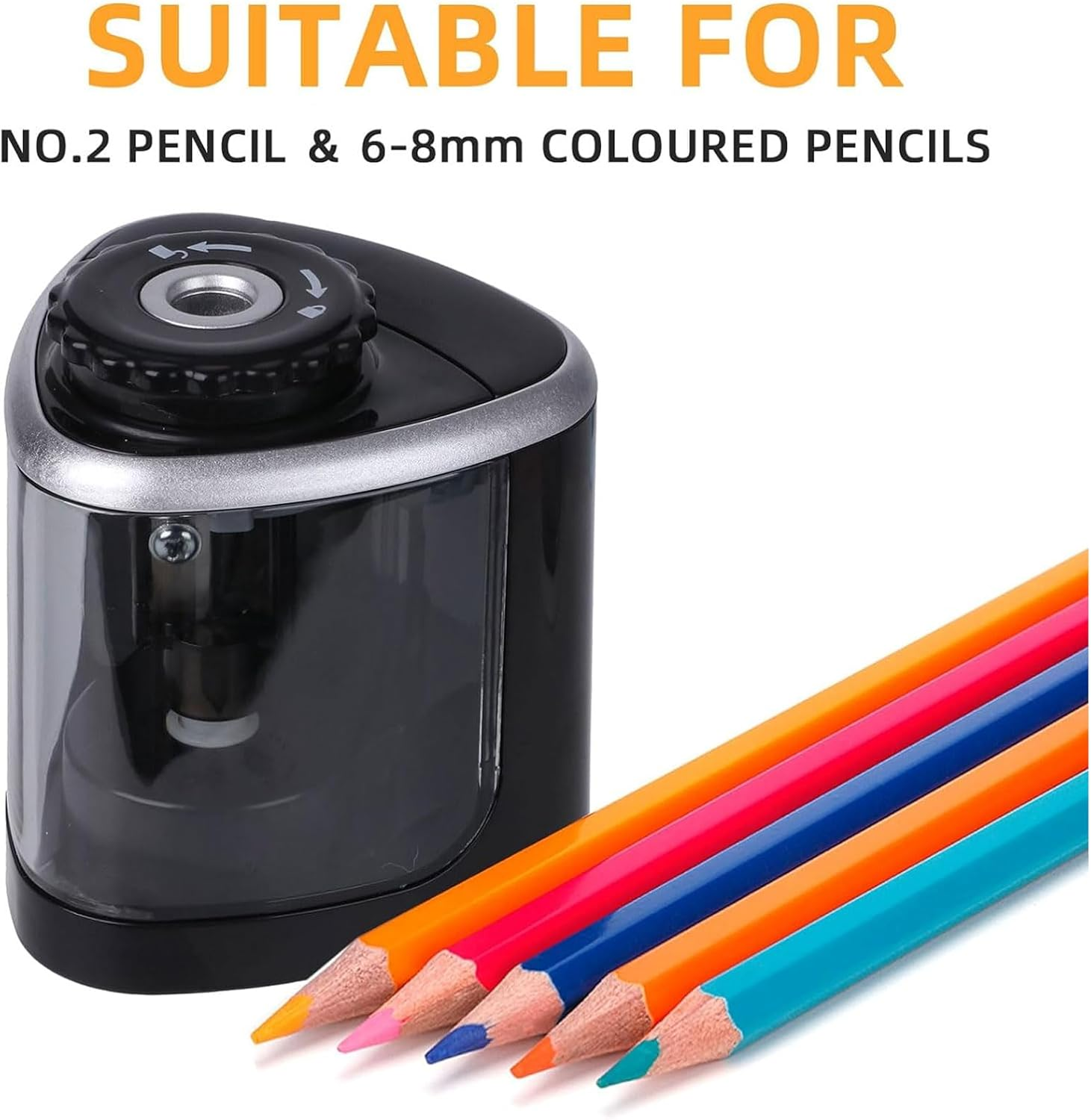 Annuoyi Electric Pencil Sharpener,Pencil Sharpener with Durable Blade to Fast Sharpen, Battery Operated Automatic Sharpener for No.2/Colored Pencils(6-8Mm), School/Classroom/Office/Home image number 4