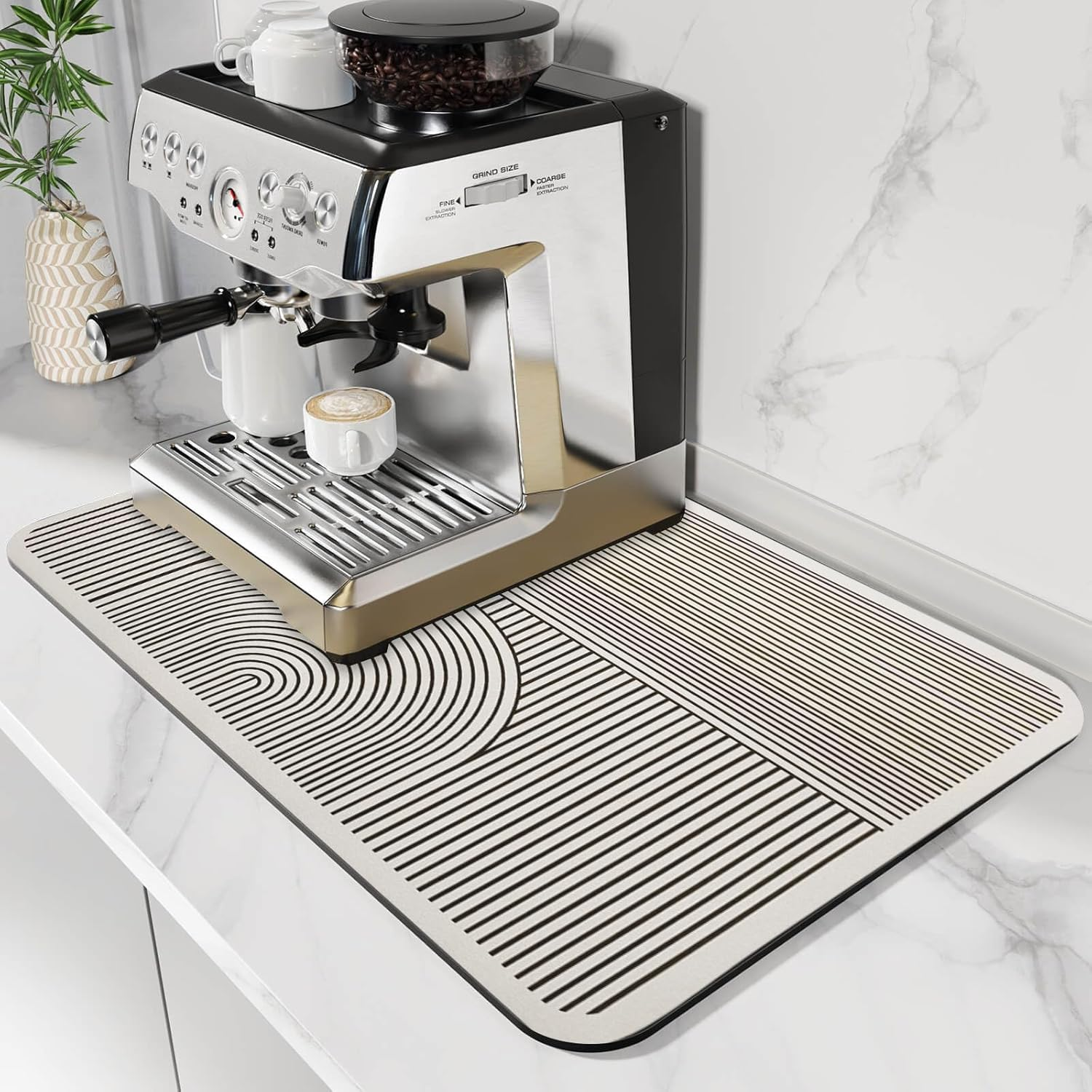 Dish Drying Mat for Coffee Kitchen Counter, Non-Slip Rubber Backed Absorbent Quick Dry Pad for under Coffee Maker Coffee Machine Coffee Pot Espresso Machine Dish Rack (Blue, 40*60Cm)