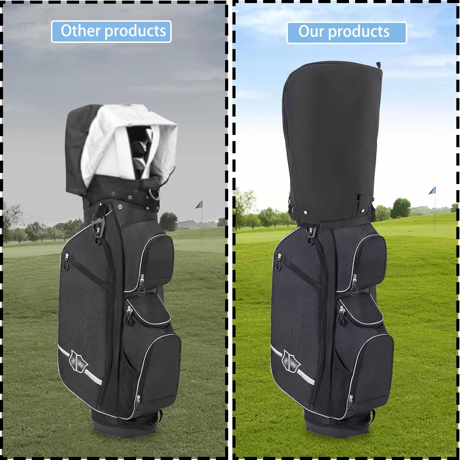 Roczential Golf Bag Cover of Waterproof, Universal Golf Cart Rain Hood for Push Trolley & Tour Bags - Windproof Black Polyester Travel Cover for Men Women image number 5