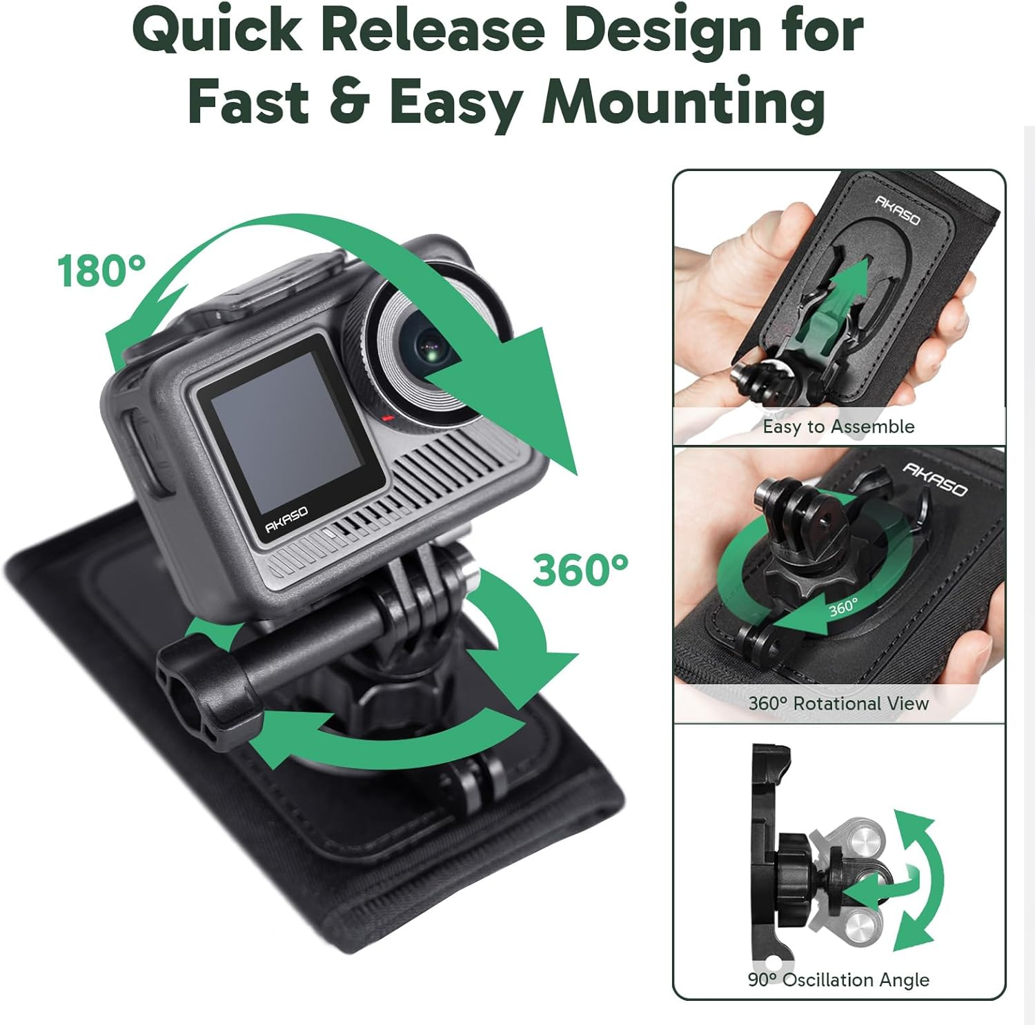 AKASO Backpack Mount Shoulder Strap Clip Holder Compatible with Gopro Hero 13 12 11 10 9 8 Insta360 X5 X4 X3 GO3 Ace Pro DJI Osmo Action Pocket 3 Bike Motorcycle Accessory image number 3