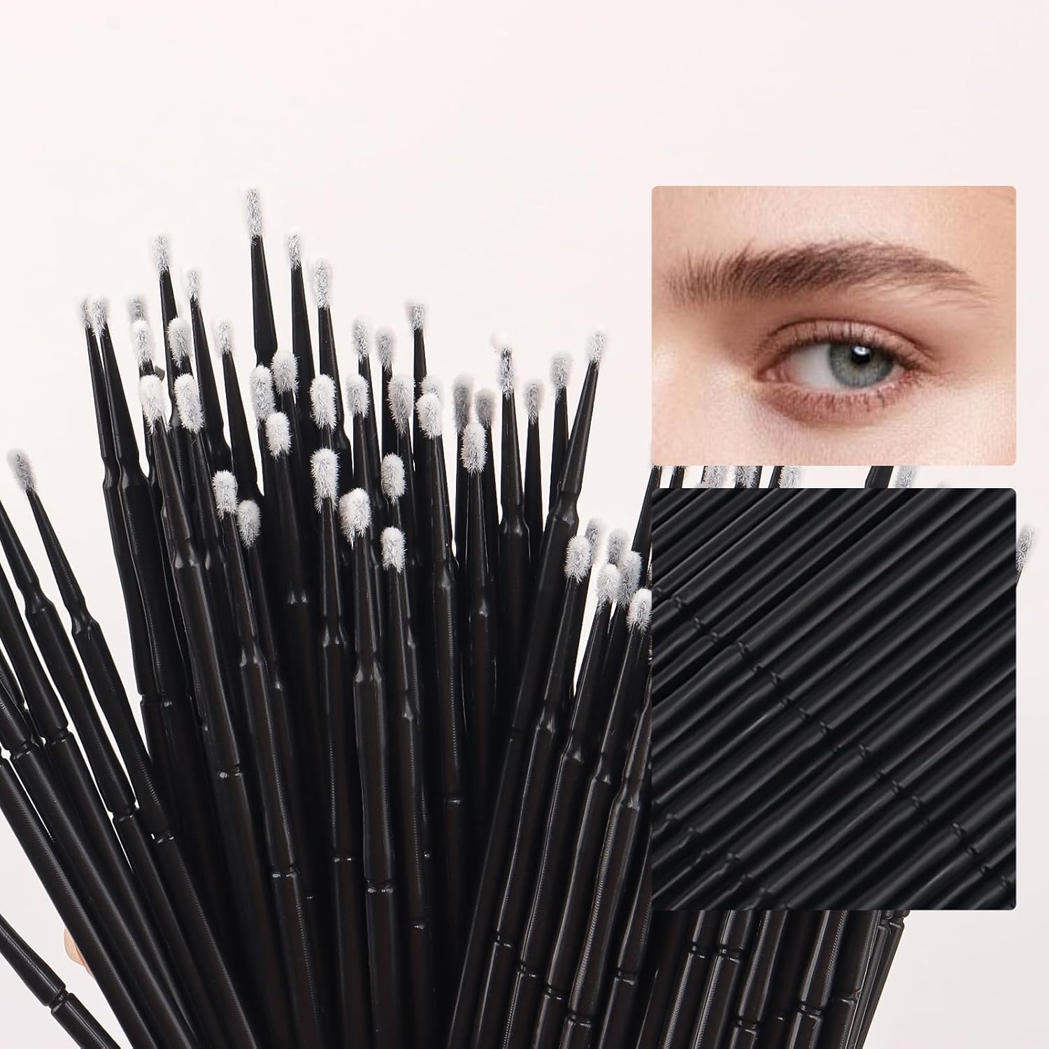100Pcs Disposable Micro Applicator Brush, Micro Swabs, Eye Lashes Mascara Wands for Eyelash Extension(Black) image number 1
