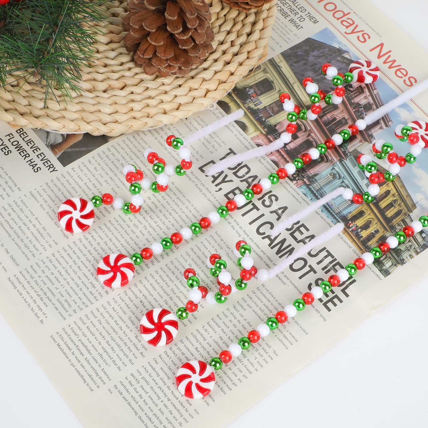 16 PCS 11.7 Inch Christmas Curly Pick Red Green White Christmas Ornament Candy Shape Christmas Tree Picks Christmas Tree Decorations for Xmas Tree Topper Xmas Party Supplies Home Vase Party Ornaments image number 2