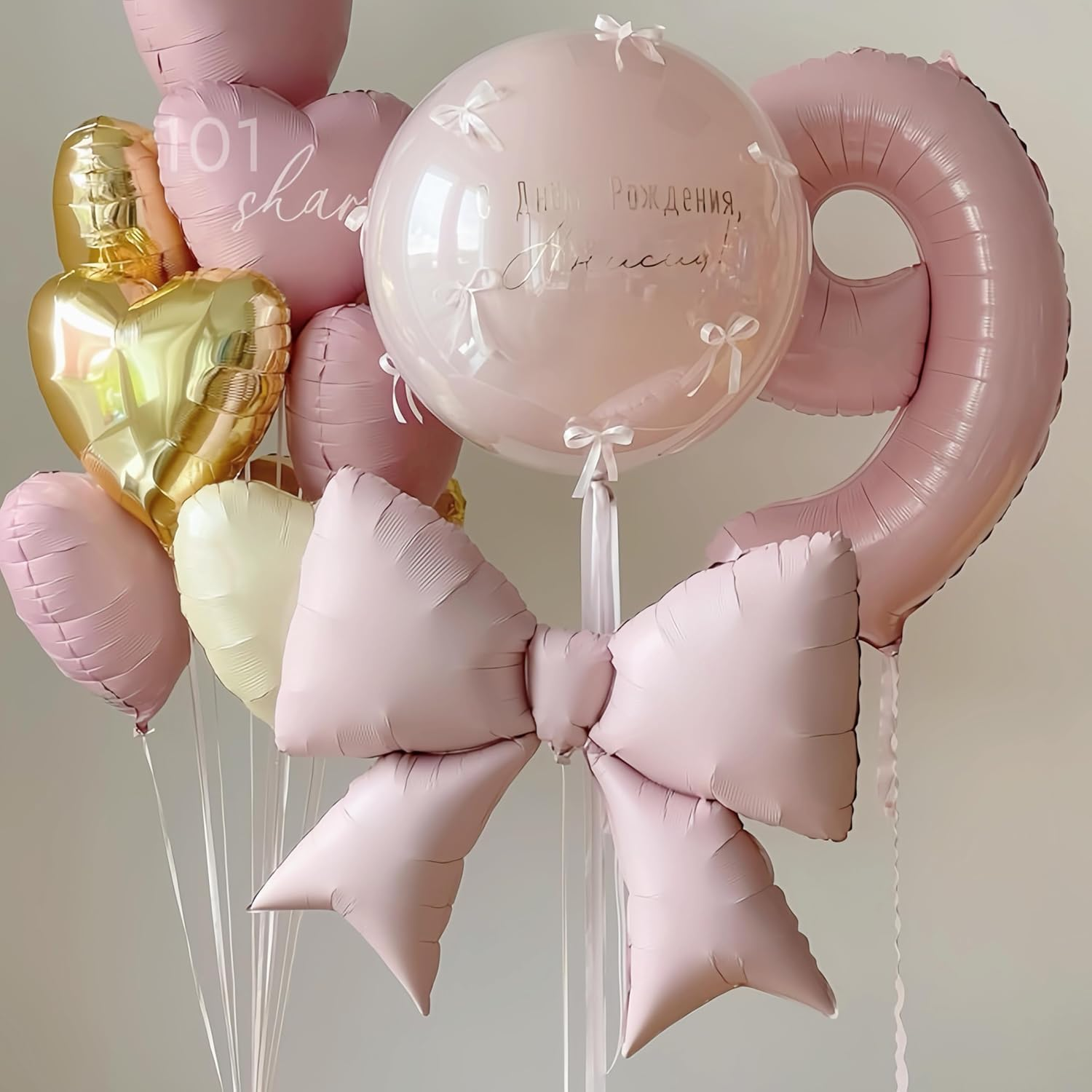 4 Pcs Giant Pink Bow Balloons/Coquette Birthday Party Supplies/Pink Bachelorette Bridal Engagement Wedding Anniversary Supplies for Women - Black image number 3