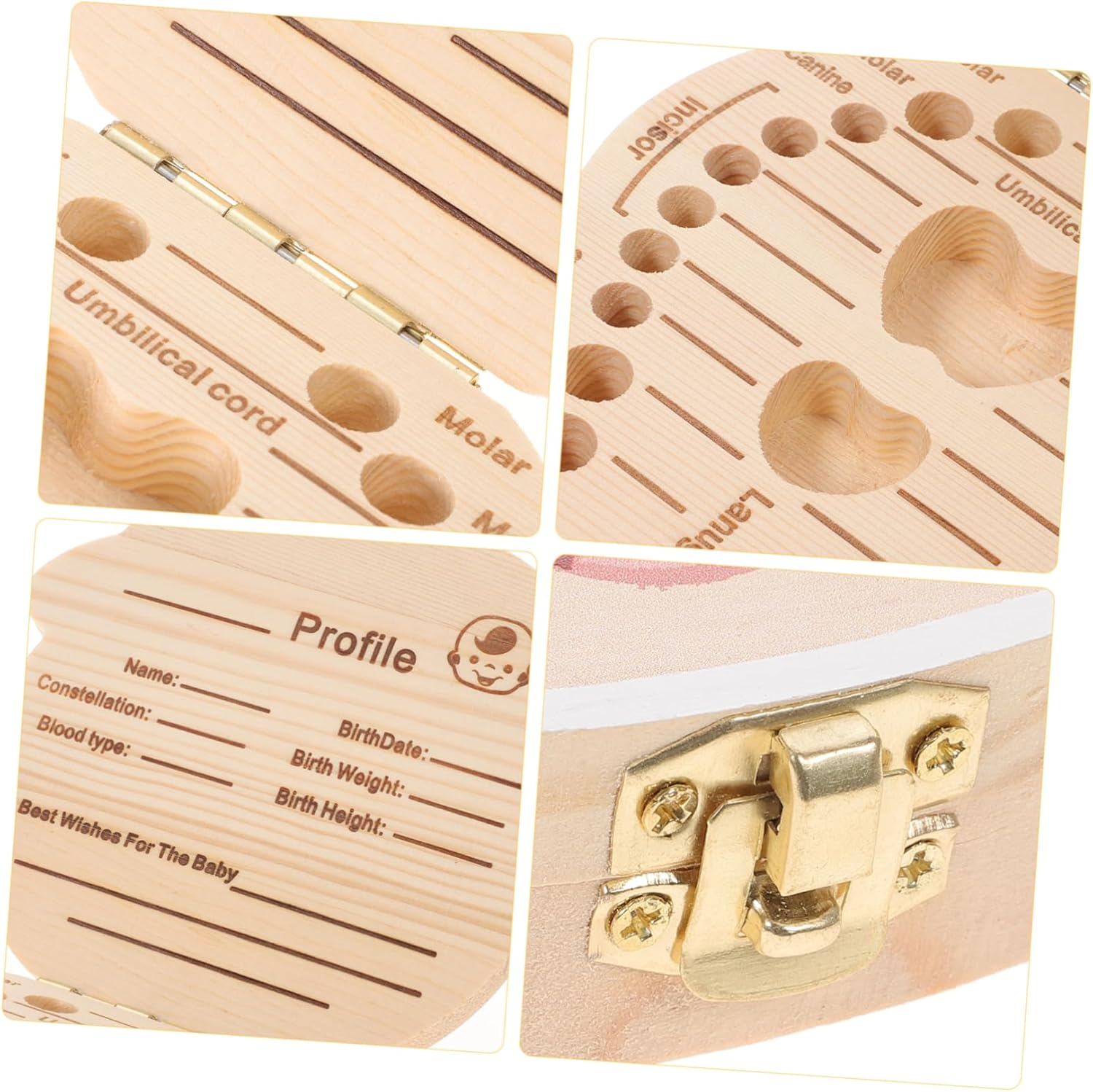 Colorful Cartoon Baby Tooth Keepsake Box Wooden First Tooth Organizer for Newborns Infant Storage Case for Boys and Girls Baby Shower image number 5