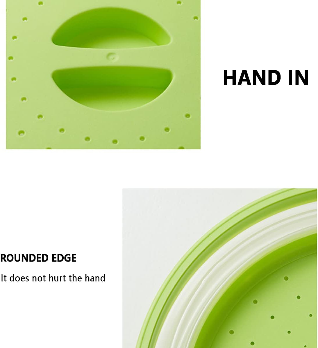 Abizarch 10.5" Collapsible Microwave Splatter Cover for Food, Vented Microwave Lid with Hook Hole, Splatter Guard for Plate Dish Bowl, Vegetable Fruit Colander Multi-Function Kitchen Gadget image number 2