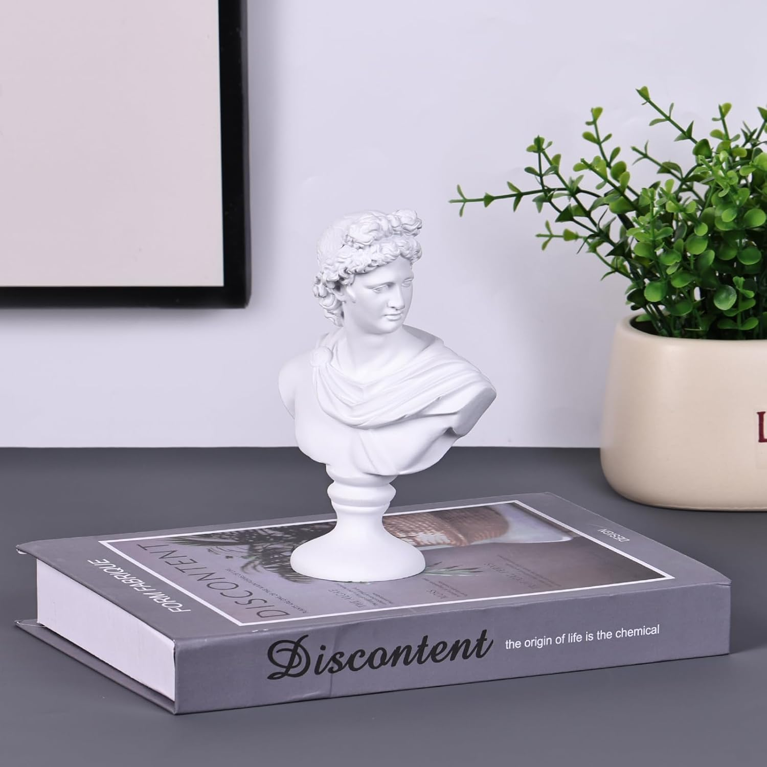LCCCK 6" H White Apollo Bust Statue Home Decor, Classic Greek Mythology Roman Decor, Shelves David Aesthetic Decor for Small Statues - Dark Academia Bookshelf Room Decor Bust Sculptures image number 6