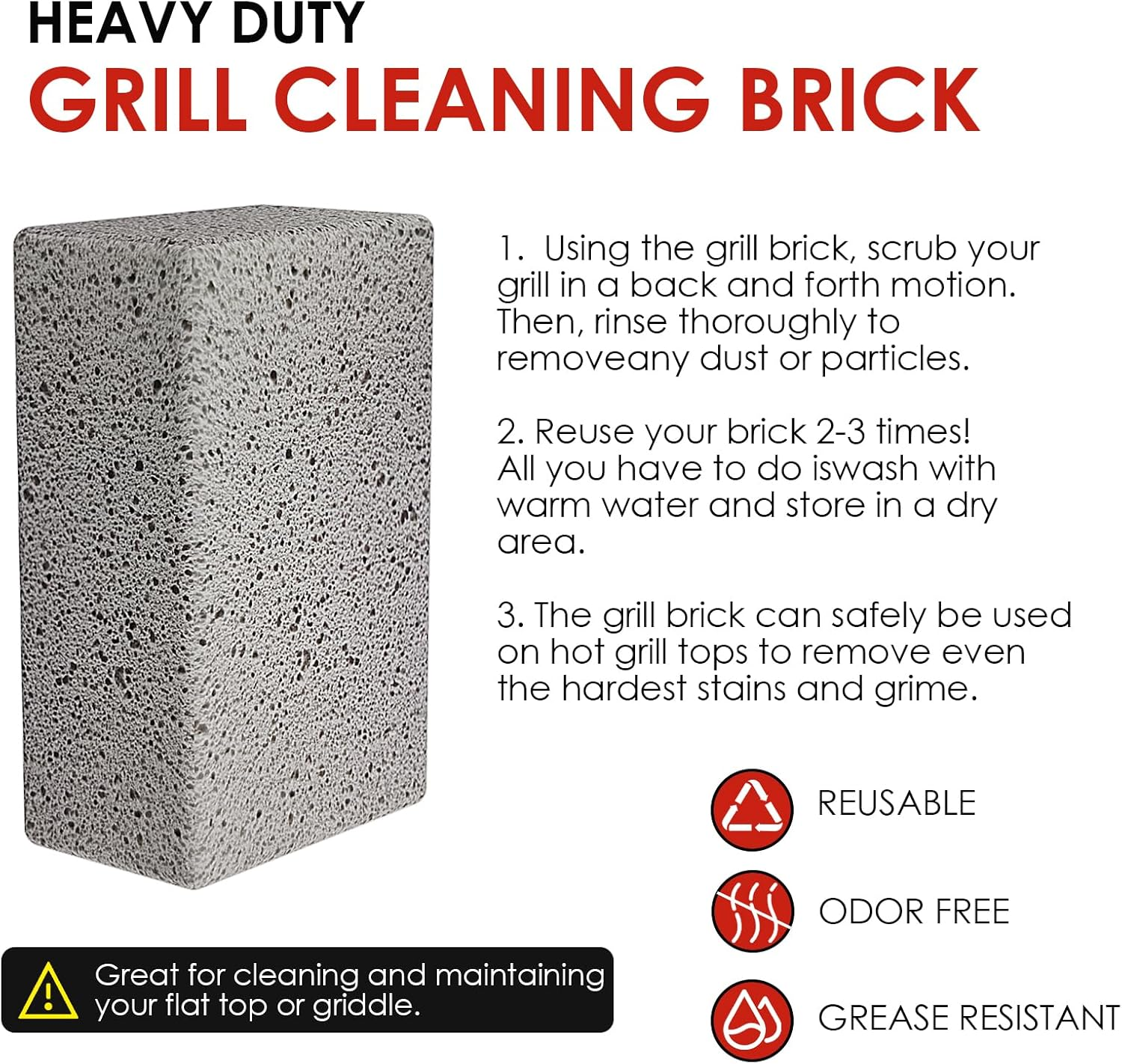 8 Pack Grill Griddle Cleaning Brick Block, Dense Griddle Bricks, Heavy Duty Grill Cleaning Stone Bricks for Removing BBQ Grills, Pool, Sink