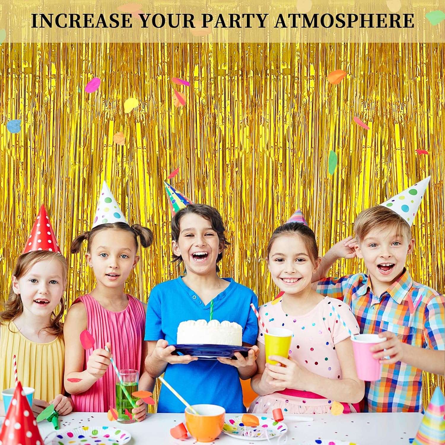 Fringe Foil Curtain, Gold Foil Fringe Curtain Set with 2 Pcs Metallic Tinsel Curtains & Shiney Ribbon, 3.3 * 6.5 Ft Streamer Curtain Backdrop for Valentine'S Day Birthday Engagement Bachelor Party image number 5