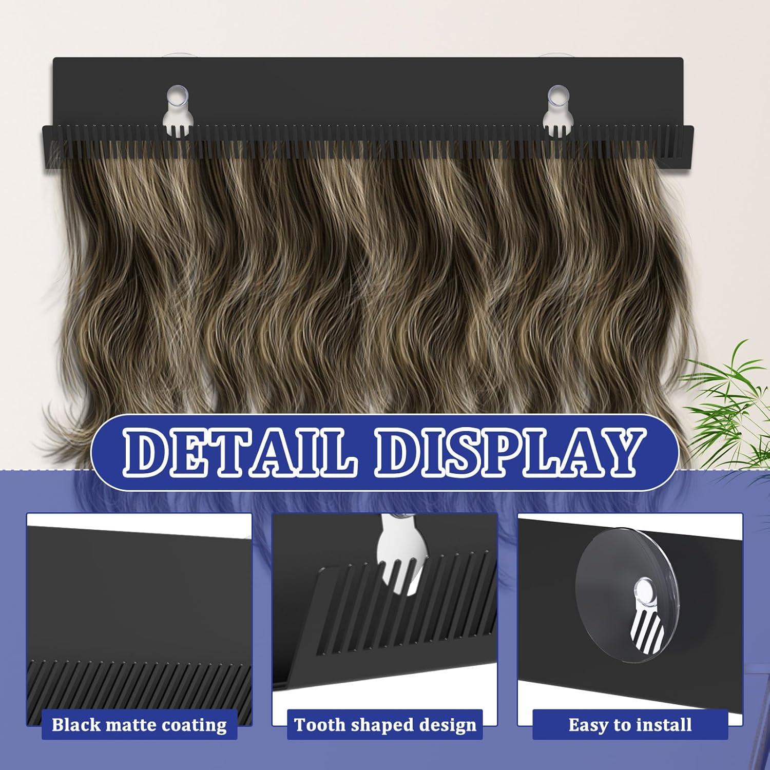 Rdjeokf Hair Extension Hanger, Metal Hair Extension Holder, Rustproof Hair Extension Display Rack, for Styling, Washing, Coloring, for Styling Hair, for Hand Tied Weft Full Bundle Tool Hair image number 5