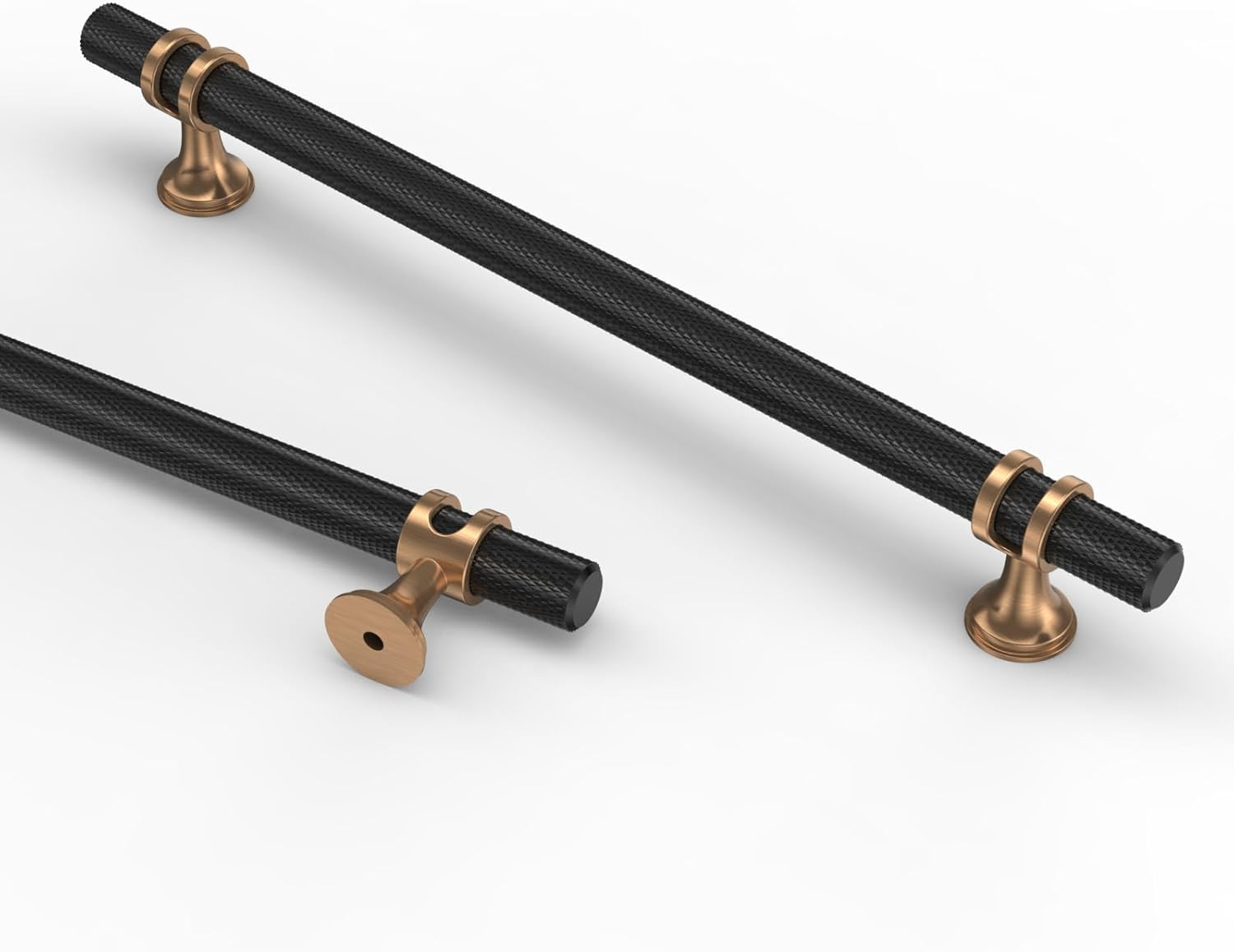 Asidrama 6 Pack 10 Inch(254Mm) Knurled Matte Black and Champagne Bronze Kitchen Cabinet Handles, Cabinet Pulls Kitchen Cabinet Hardware Cupboard Handles Drawer Pulls image number 2