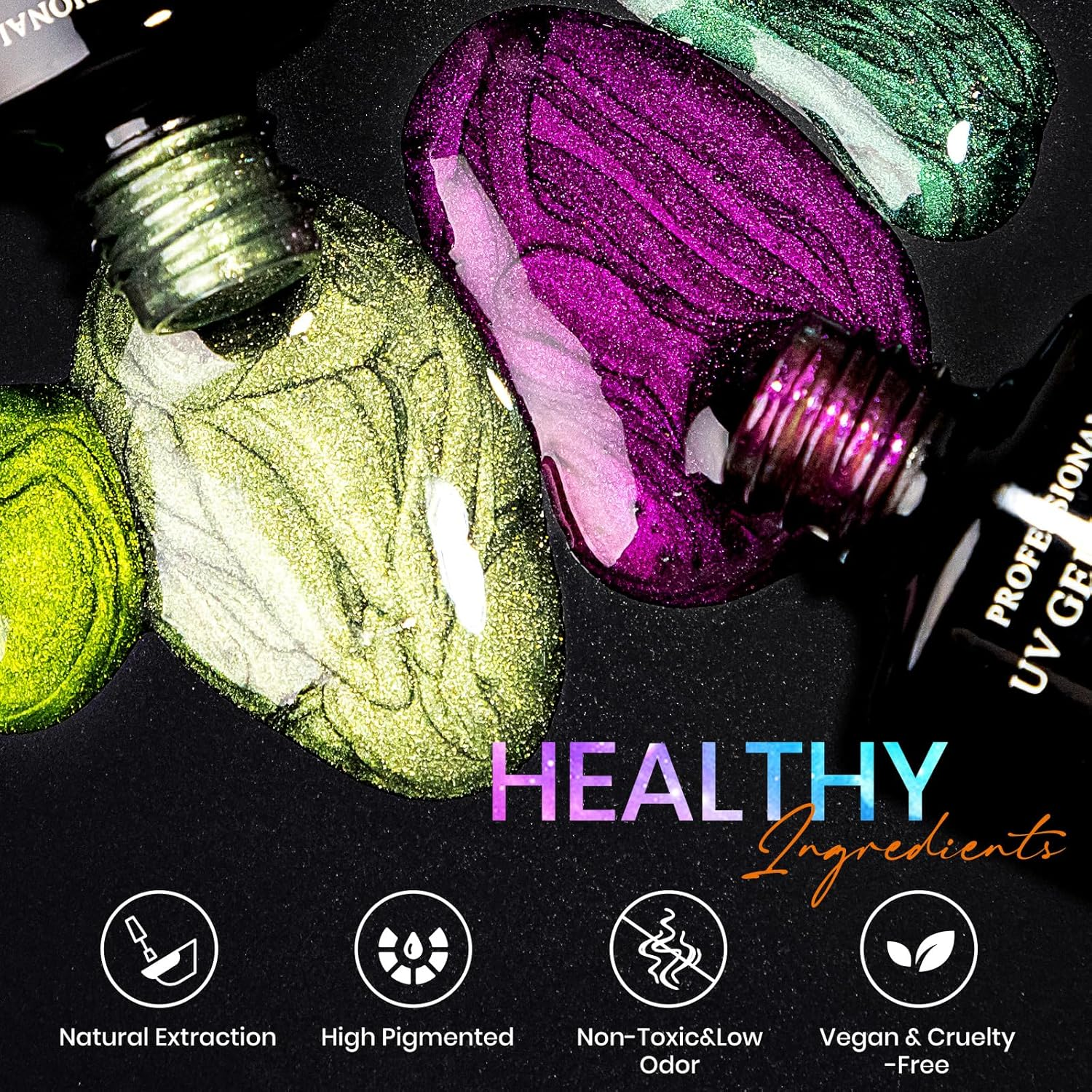 SUPWEE Cat Eye Gel Nail Polish Set with Magnetic Gel Polish Cateye Nails Magic Chameleon Galxy Effects 12 Colors Home Manicure for Women Girl image number 6