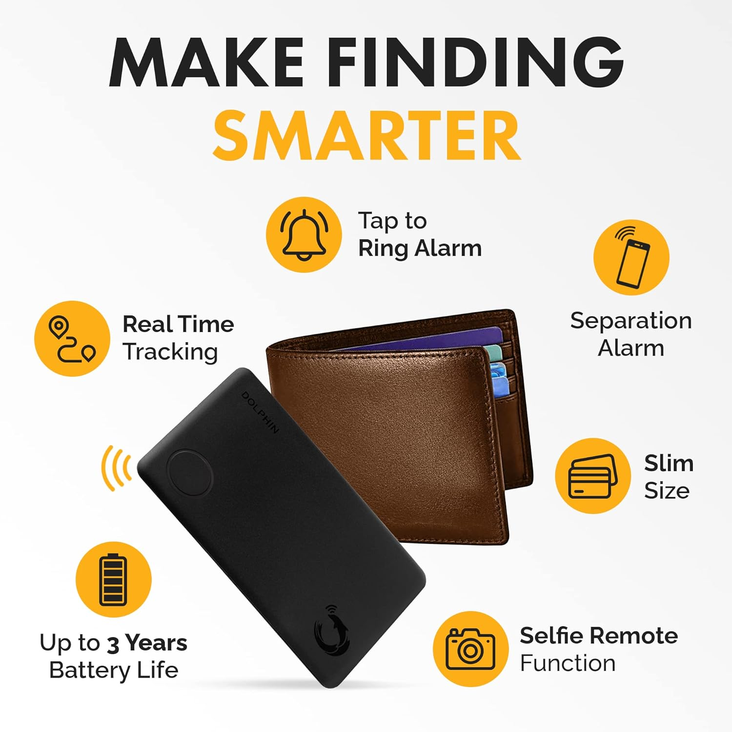Tag8 Dolphin Slim Card Tracker Wireless Bluetooth Tracker with Anti-Lost & Anti-Theft Alarm, Item Locator for Key, Wallet, Luggage, Mobile & Other Item Finder Compatible with Ios & Android - Pack of 4 image number 1