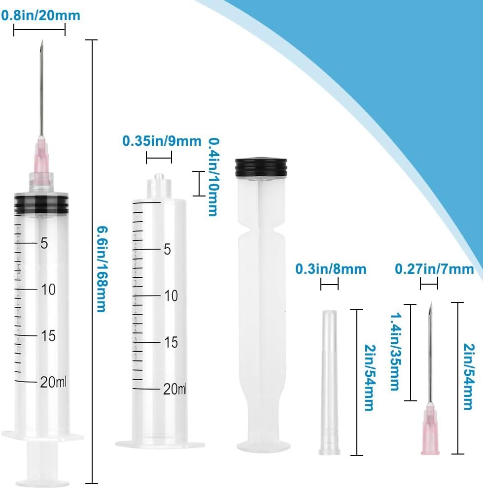 24 Pack Disposable 20Ml/Cc Syringes with Needle 18G 1.5&rdquo;, Sterile Measuring Syringe Tool Individually Packaged for Scientific Labs, Epoxy Resin, Craft, Machine Oil, Ink or Glue Applicator image number 1