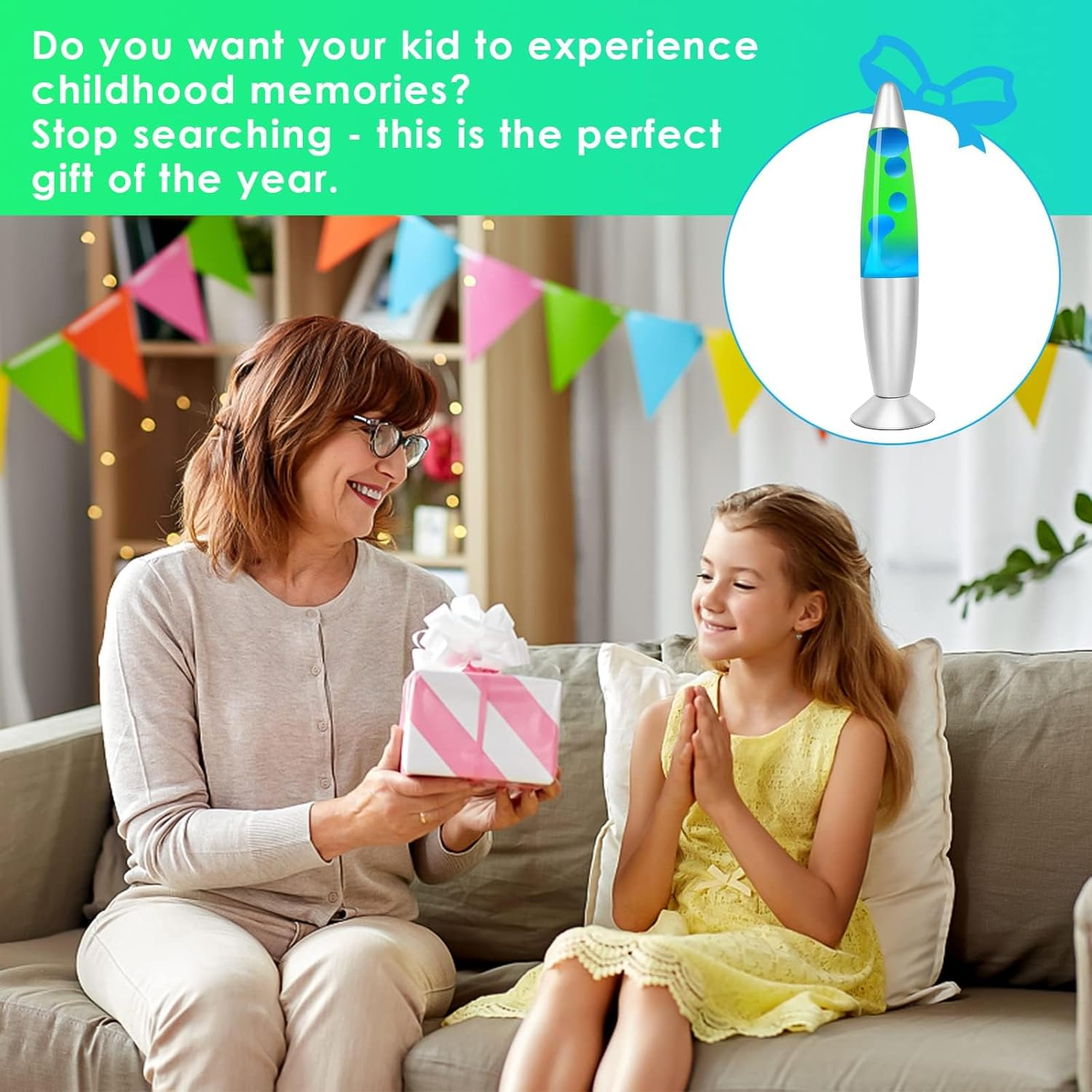 Lava Lamp,Beautiful Magma Lamp Green and Blue 16Inches for Kids and Adults- Boys Beautiful Liquid Motion Lamp Night Lights with Green Liquid Blue Wax, Gifts for Teens Girls(Lava Original Lamp) image number 2