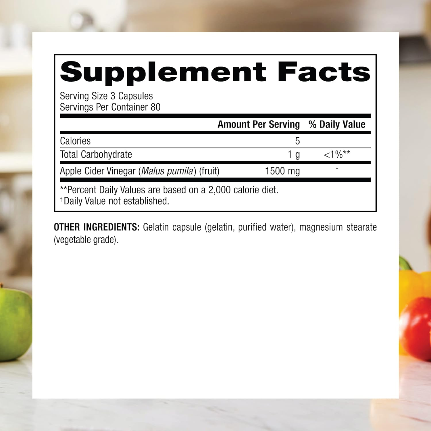 Webber Naturals Apple Cider Vinegar 1500Mg, High Potency, 240 Capsules, Non-Gmo and Gluten Free image number 3