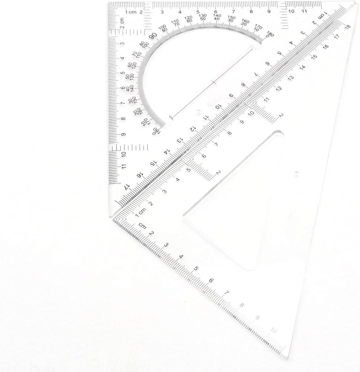 Pack of 2 Transparent Triangle Plastic Ruler Scale Set Square:30/60 Degree & 45/90 Degree Angle Acrylic Architectural Drawing Drafting Tool School Classroom Kids Triangular Rulers image number 6