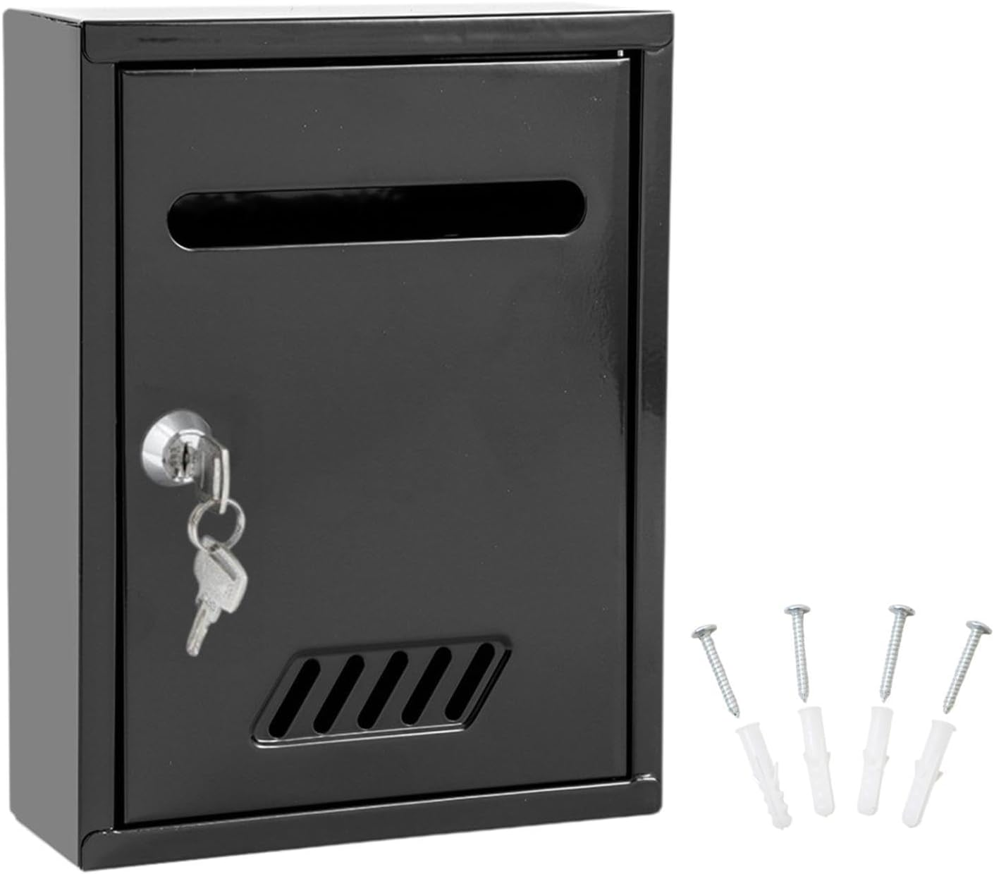 Kuntesetty Wall Mounted Lockable Mailbox Windproof Metal Security Mailbox for Front Door Outdoor Home Decor, Gray