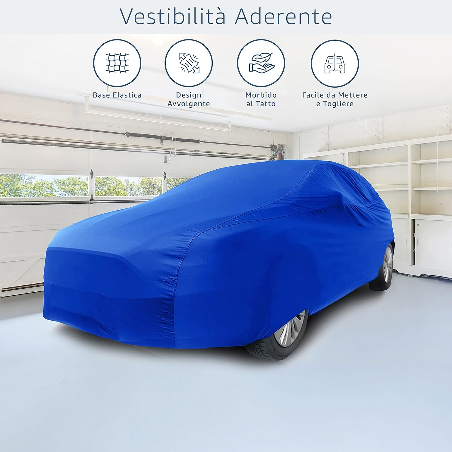 Cosmos - Indoor Car Cover Compatible with Main Large Saloon Models, Elastic, Breathable and Dustproof Fabric, Soft Lining, Snug Fit, Blue image number 6
