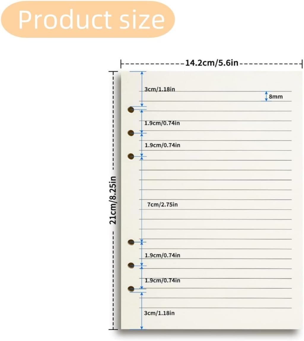 A5 Refill Paper Planner Inserts, 6-Hole Loose Leaf Paper, College Ruled Loose Leaf with Binder Dividers, Punched Notebook Refills for 6-Ring Refillable Binder, 80 Pages (2 Packs) image number 4