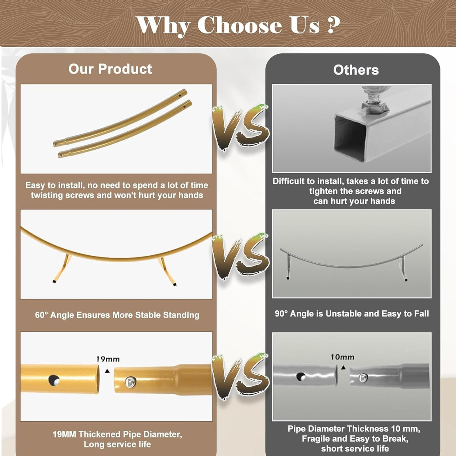 Round Backdrop Stand, Metal Balloon Arch Stand, Circle Garland Frame for Wedding Birthday Party Baby Shower Graduation Decoration, Gold Diameter 2M