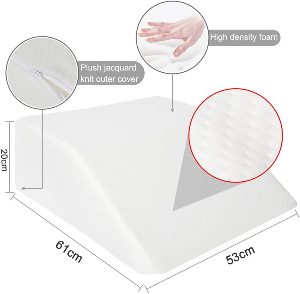 Memory Foam Bed Wedge Leg Elevating Pillow, Leg Pillows for Sleeping, Wedge Pillow to Solve Back Leg Joint Pain,Snoring,Recovery and Reading - Breathable and Washable Cover - Triangle Pillow image number 5