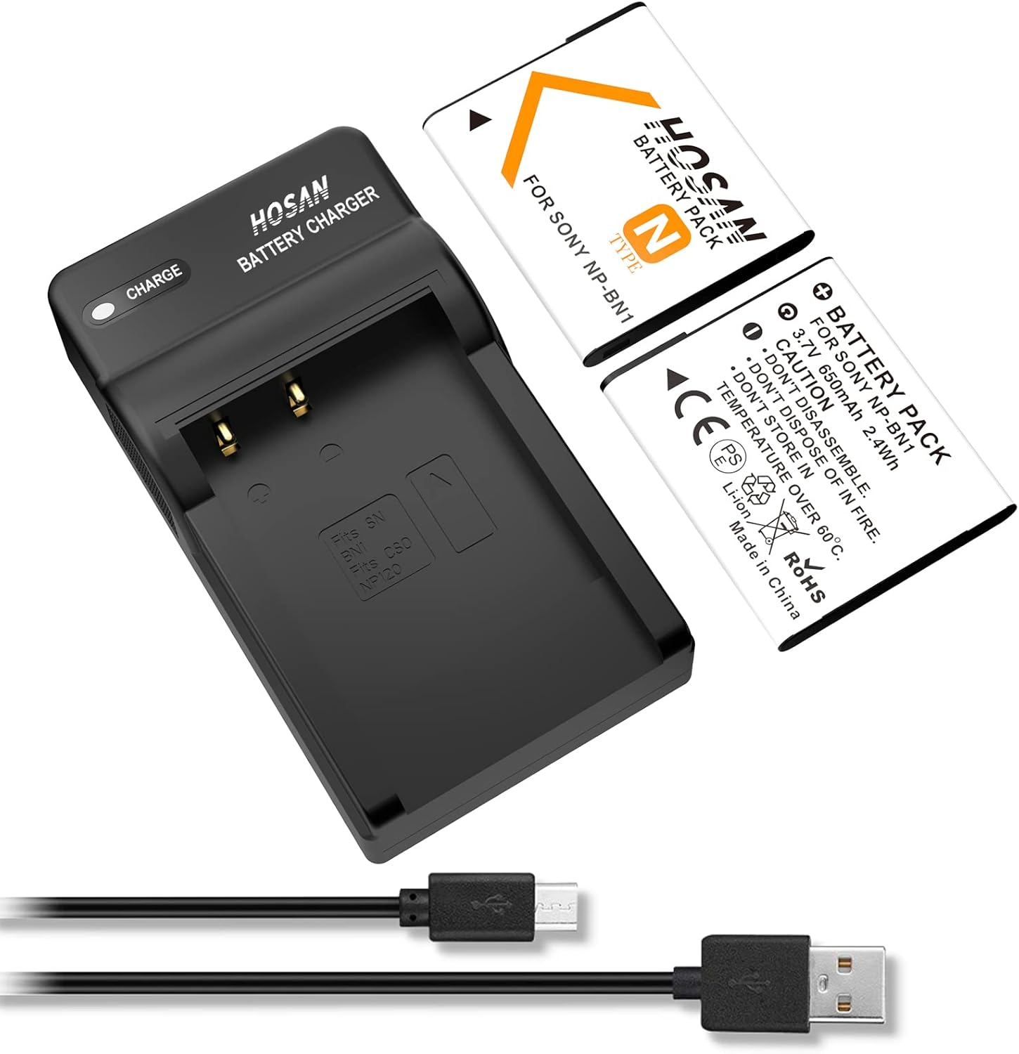 NP-BN1 Replacement Battery (2-Pack) and Portable Micro USB Charger Kit for NP-BN1 DSC-QX10, DSC-QX100, DSC-T99, DSC-T110, DSC-TF1, DSC-TX5 image number 6